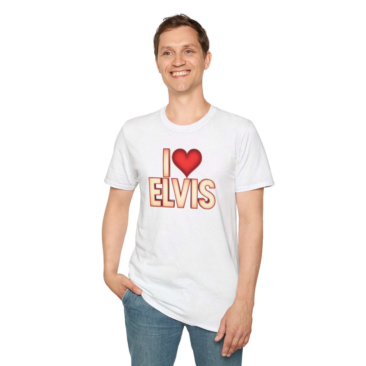 I Love Elvis Unisex T-Shirt - Retro Music Lover Tee, Gifts for Elvis Fans, Vintage Style Shirt, Rock and Roll Apparel