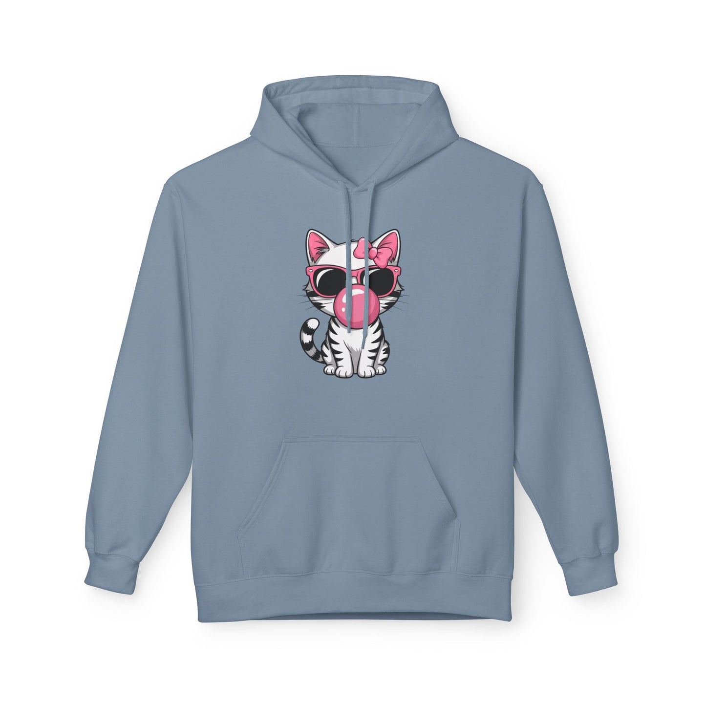 Bubble Gum Girl Kitty Hoodie, Cat Lovers Hoodie, Fun Fleece Sweater, Birthday Gift, Animal Lover Apparel