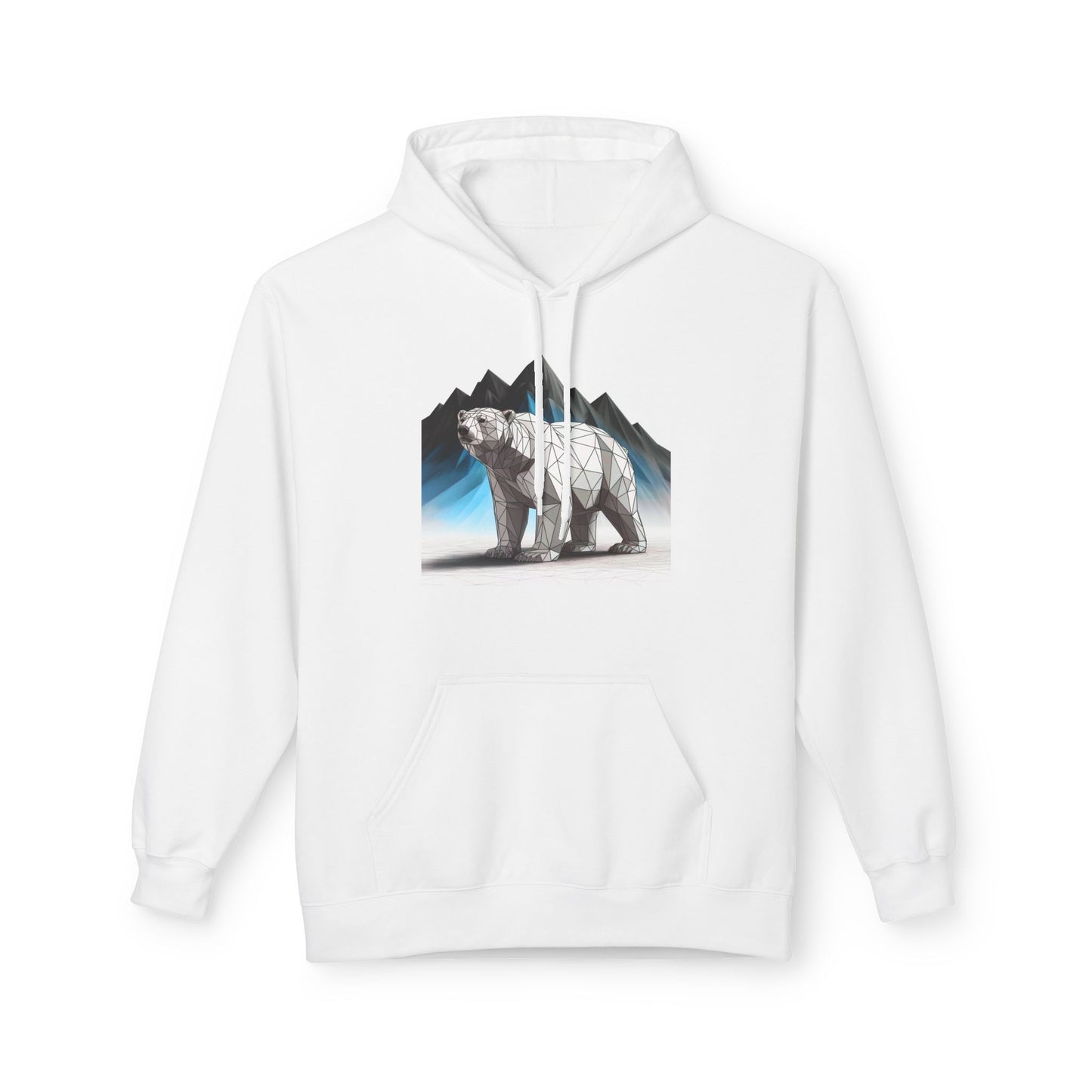 Geometric Polar Bear Fleece Hoodie - Cozy Outdoor Apparel, Unisex Gift, Nature Lover Hoodie, Winter Wardrobe Essential, Adventure Outfit