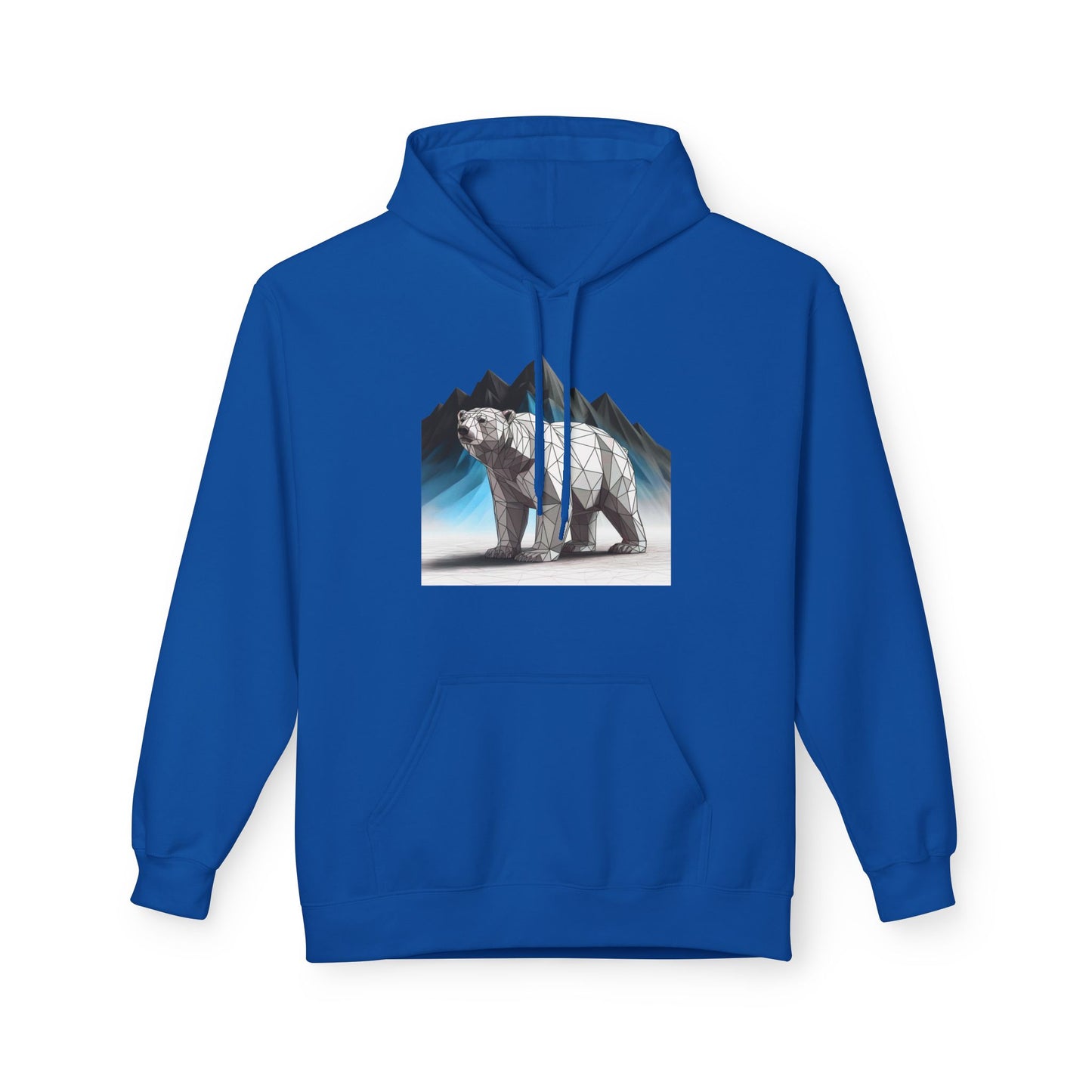 Geometric Polar Bear Fleece Hoodie - Cozy Outdoor Apparel, Unisex Gift, Nature Lover Hoodie, Winter Wardrobe Essential, Adventure Outfit