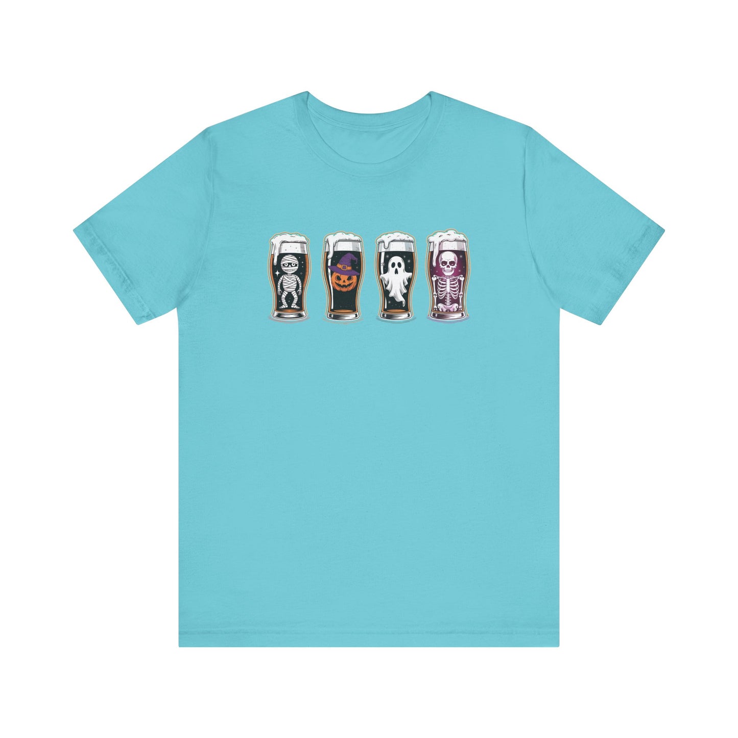 Spooky Beer Sampler Tee, Halloween Shirt, Unisex Halloween Tops, Graphic T-Shirt for Fall, Cute Ghost Shirt