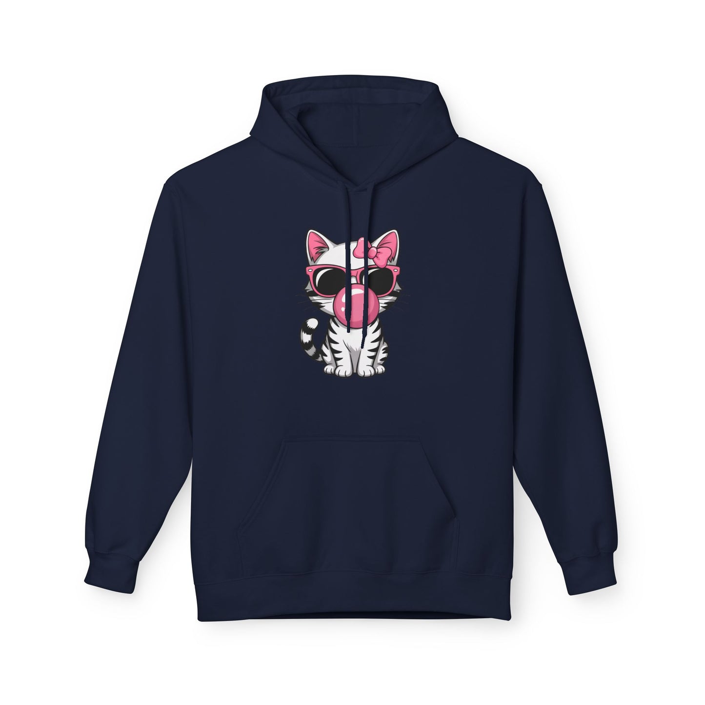 Bubble Gum Girl Kitty Hoodie, Cat Lovers Hoodie, Fun Fleece Sweater, Birthday Gift, Animal Lover Apparel