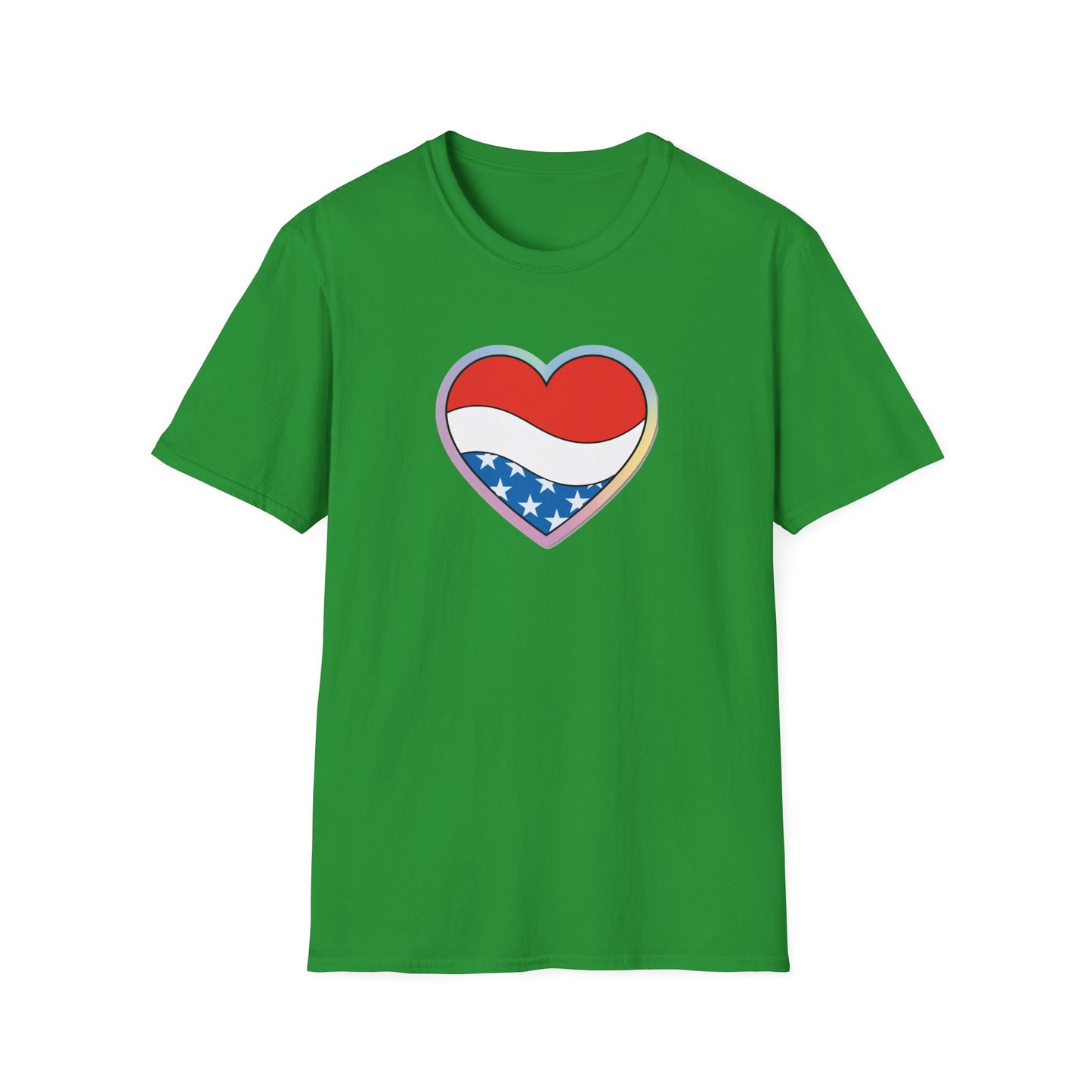 Patriotic Love Heart T-Shirt, Unisex Tee, Fourth of July Apparel, Casual Summer Shirt, Gift for Friends, Trendy Graphic Tee