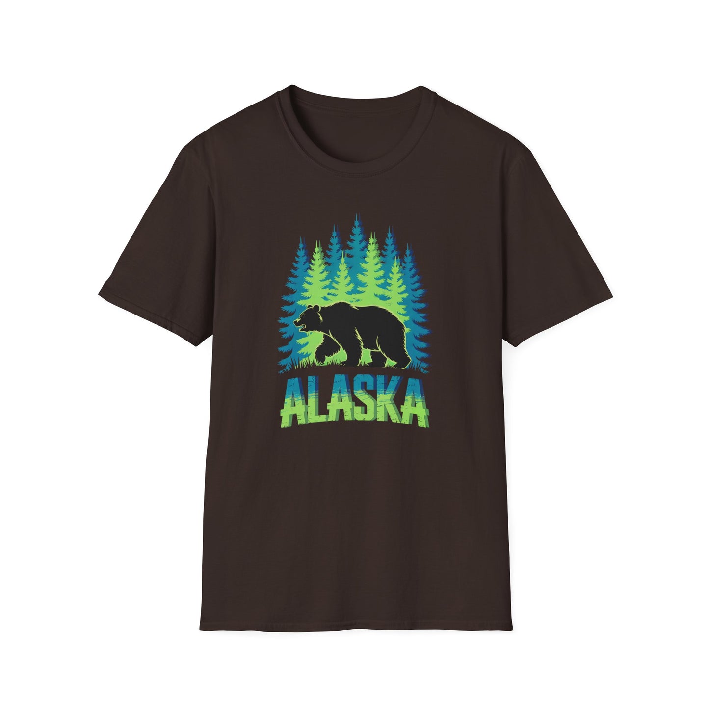 Alaska Bear T-Shirt, Nature Lover's Tee, Unisex Softstyle Shirt for Outdoor Adventures, Gift for Hikers, Wildlife Enthusiasts