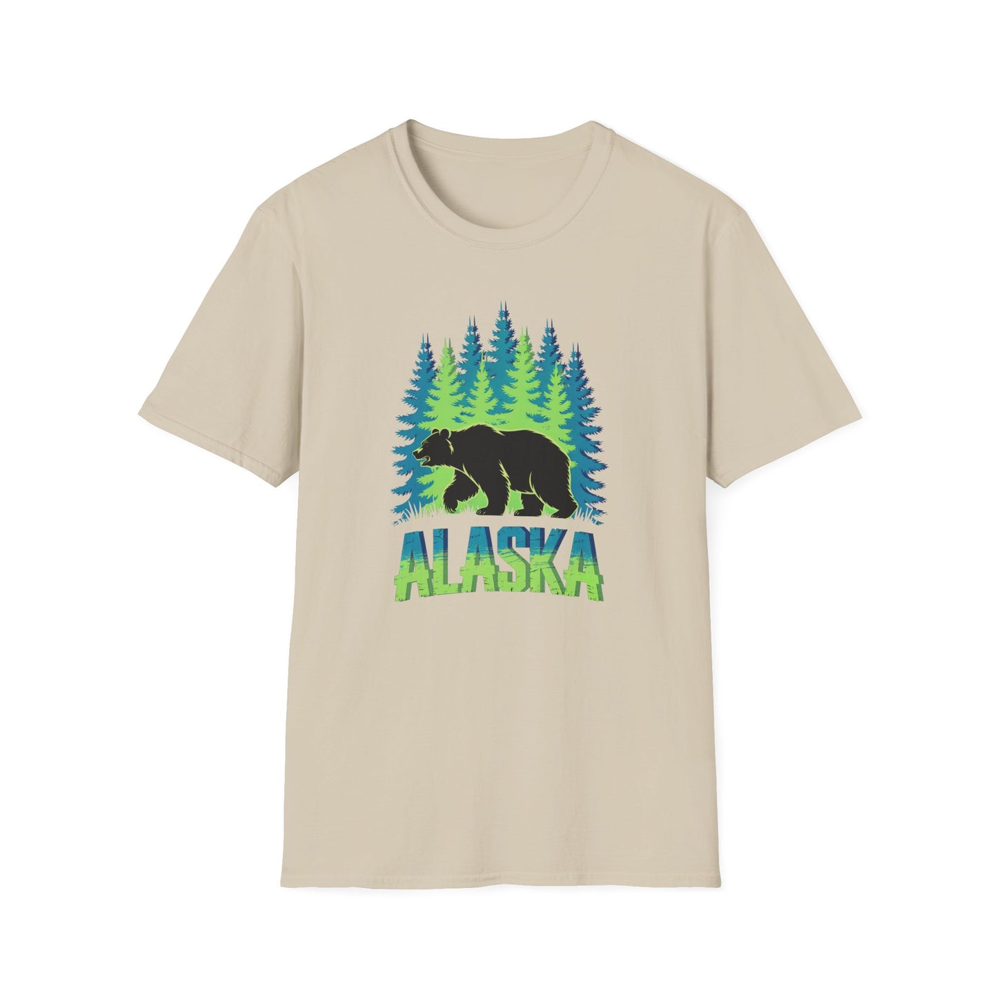 Alaska Bear T-Shirt, Nature Lover's Tee, Unisex Softstyle Shirt for Outdoor Adventures, Gift for Hikers, Wildlife Enthusiasts