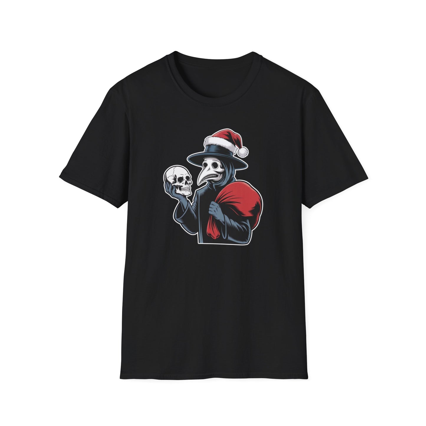 Plague Doctor Santa T-Shirt, Halloween Costume, Christmas Gift, Unisex Graphic Tee, Holiday Apparel, Fun Party Top