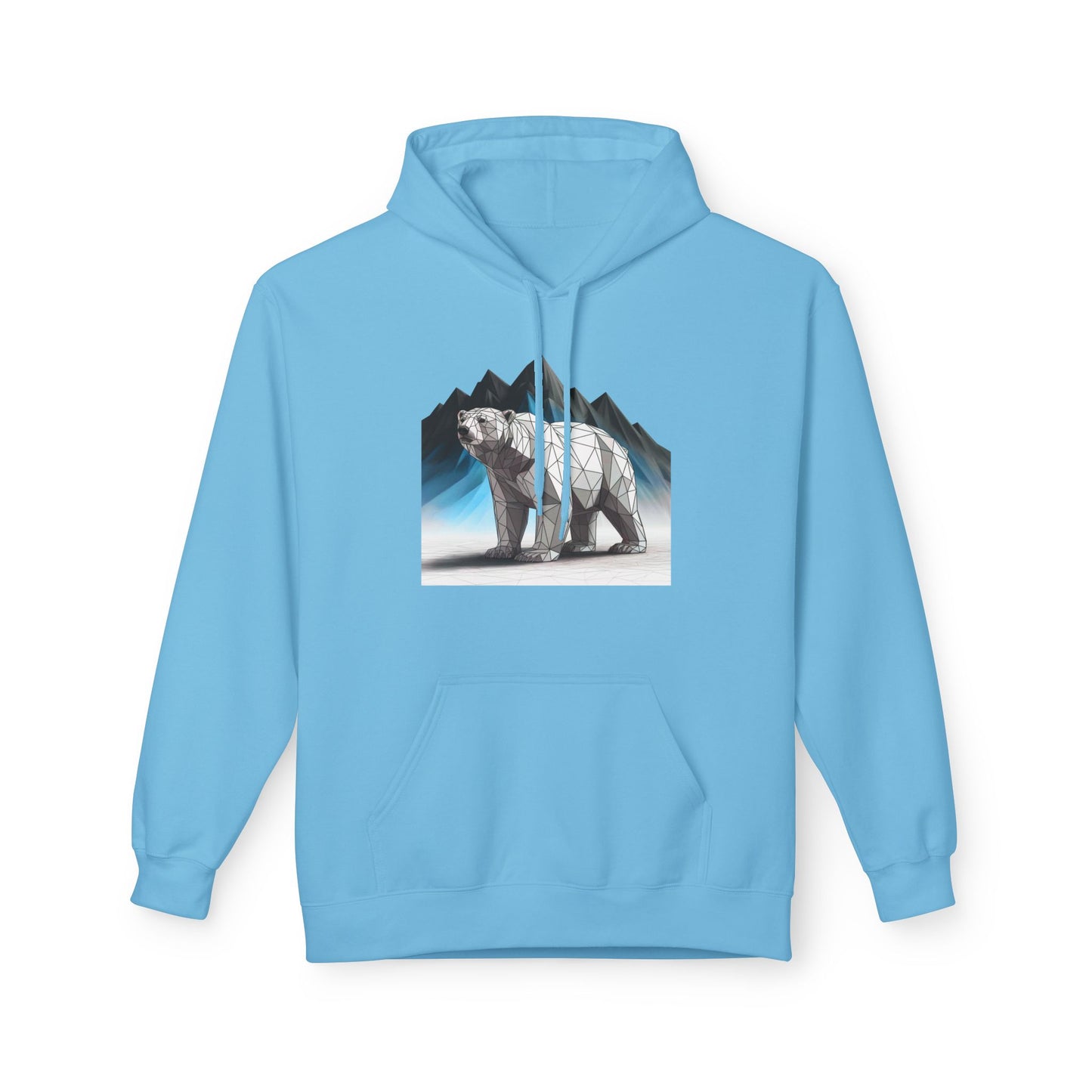 Geometric Polar Bear Fleece Hoodie - Cozy Outdoor Apparel, Unisex Gift, Nature Lover Hoodie, Winter Wardrobe Essential, Adventure Outfit