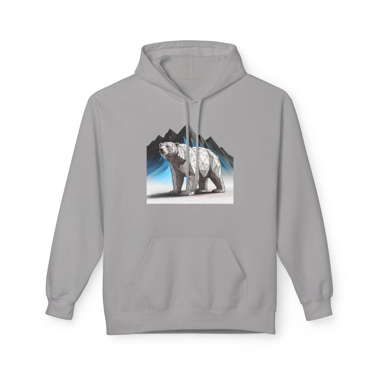 Geometric Polar Bear Fleece Hoodie - Cozy Outdoor Apparel, Unisex Gift, Nature Lover Hoodie, Winter Wardrobe Essential, Adventure Outfit
