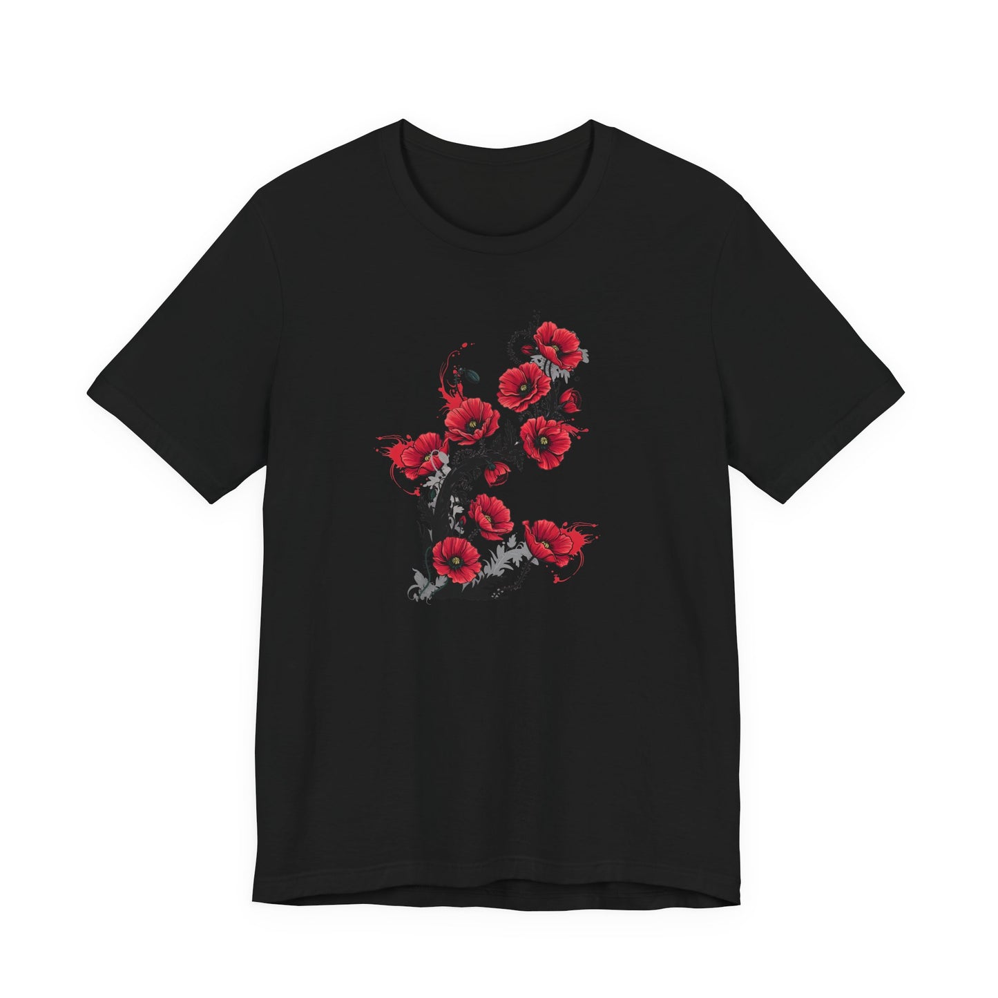 Red Poppies Graphic Tee , Casual Wear, Gift for Plant Lovers, Birthday Gift, Festival Apparel