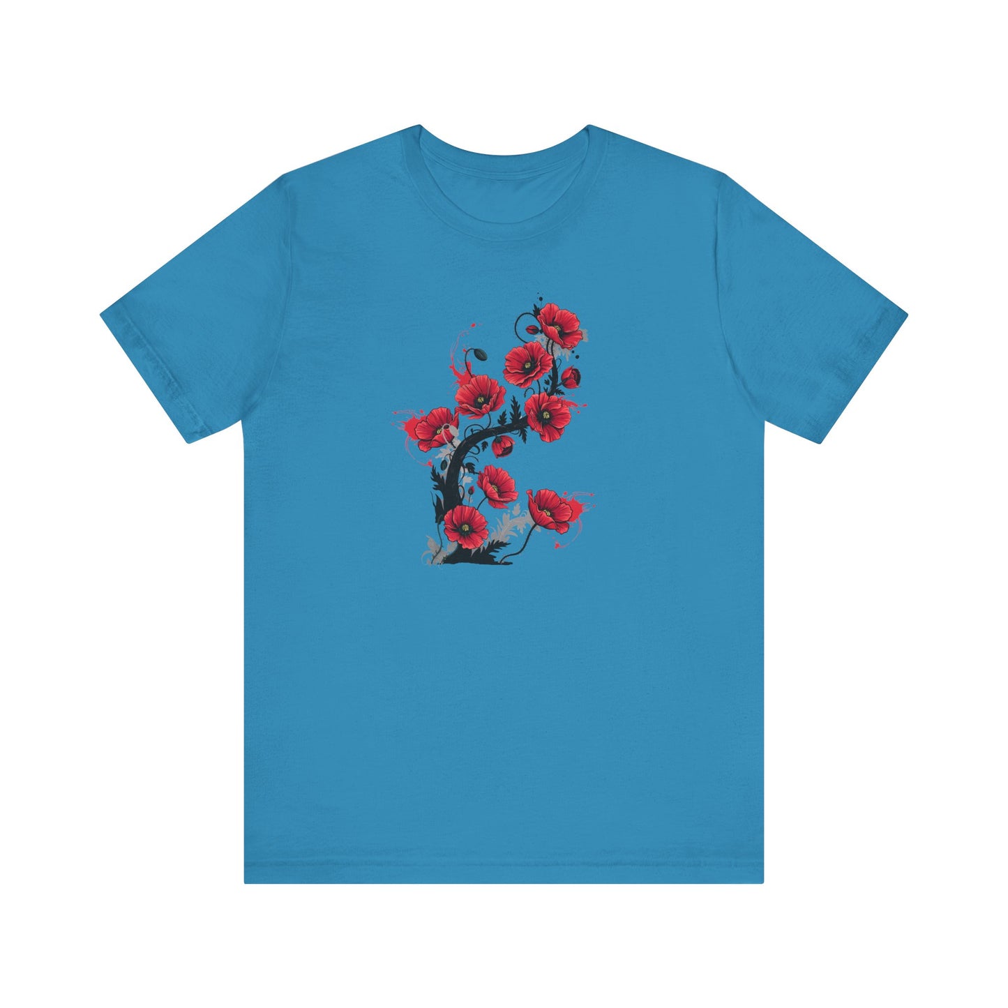 Red Poppies Graphic Tee , Casual Wear, Gift for Plant Lovers, Birthday Gift, Festival Apparel