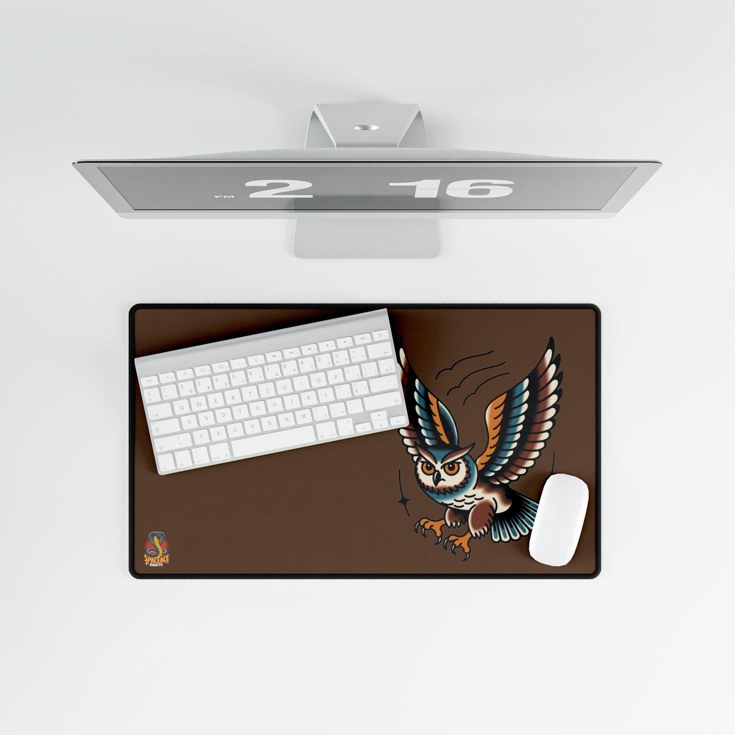 American Traditional Owl Brown Desk Mat Gaming Mouse Pad