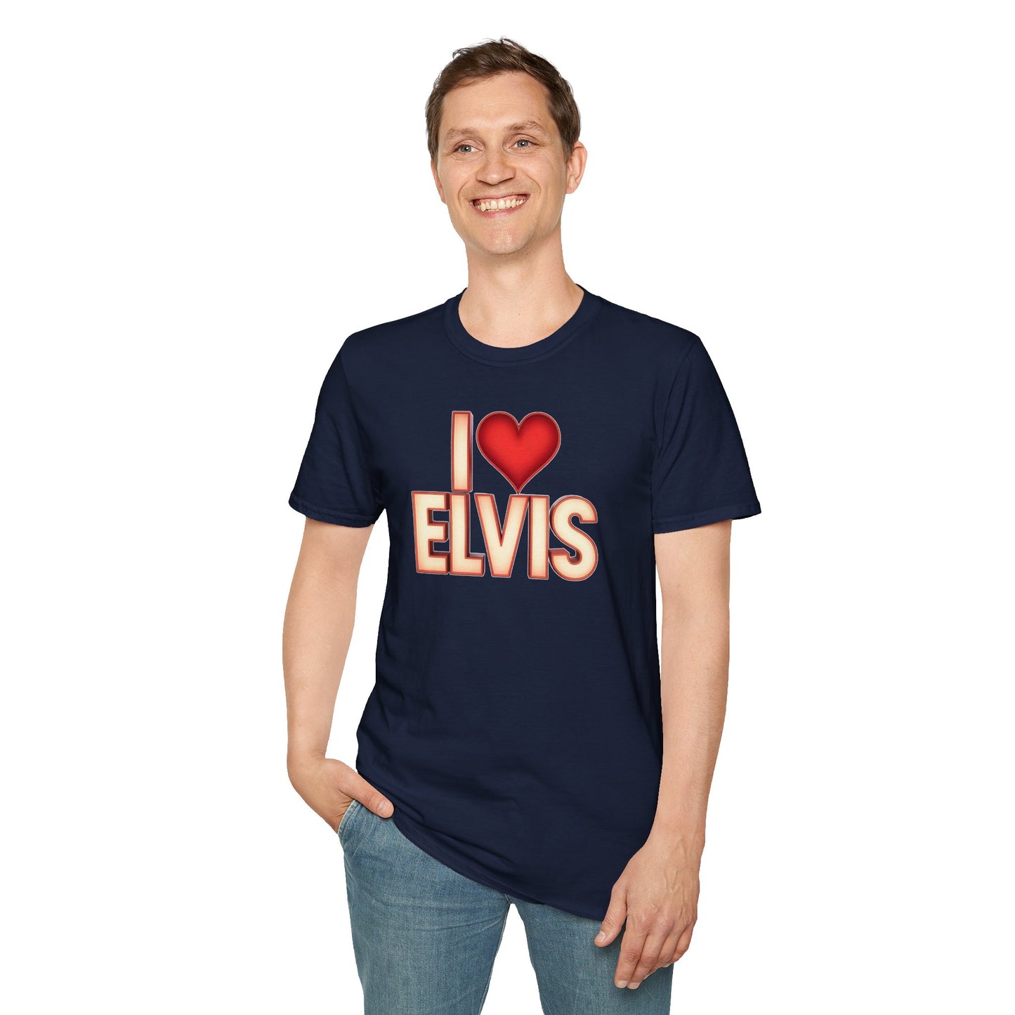 I Love Elvis Unisex T-Shirt - Retro Music Lover Tee, Gifts for Elvis Fans, Vintage Style Shirt, Rock and Roll Apparel