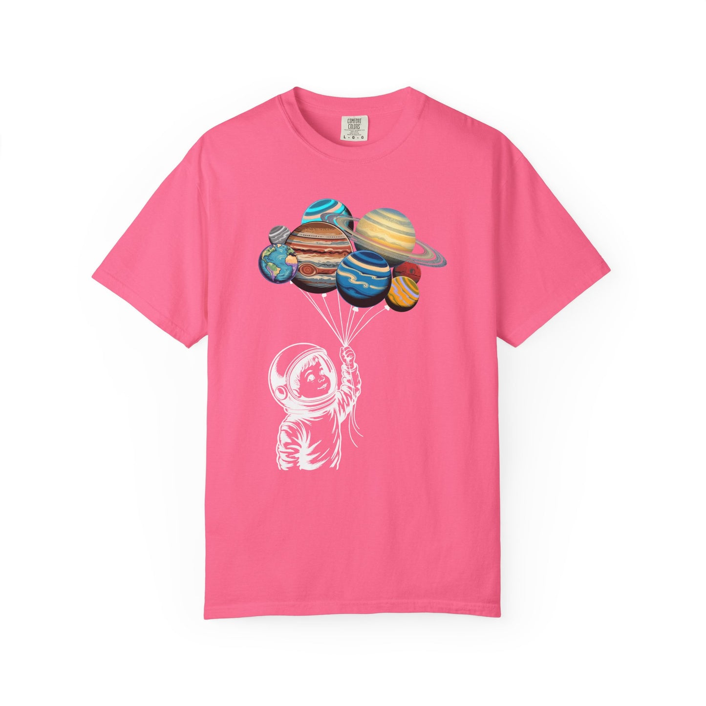 Space Balloon Unisex T-shirt, Astronaut Tee, Gift for Space Lovers, Fun Casual Style, Planetary Design, Space-Themed Apparel