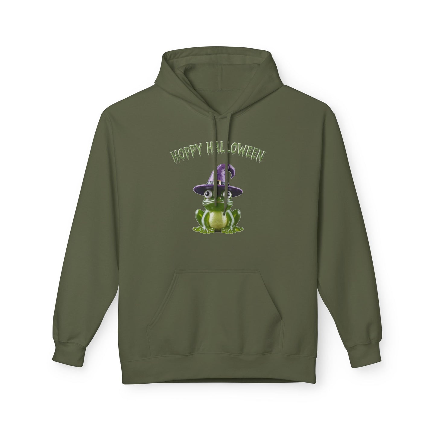 Hoppy Halloween Frog Hoodie, Cozy Unisex Fleece, Perfect for Fall Celebrations, Fun October Apparel, Hoppy Halloween Gift