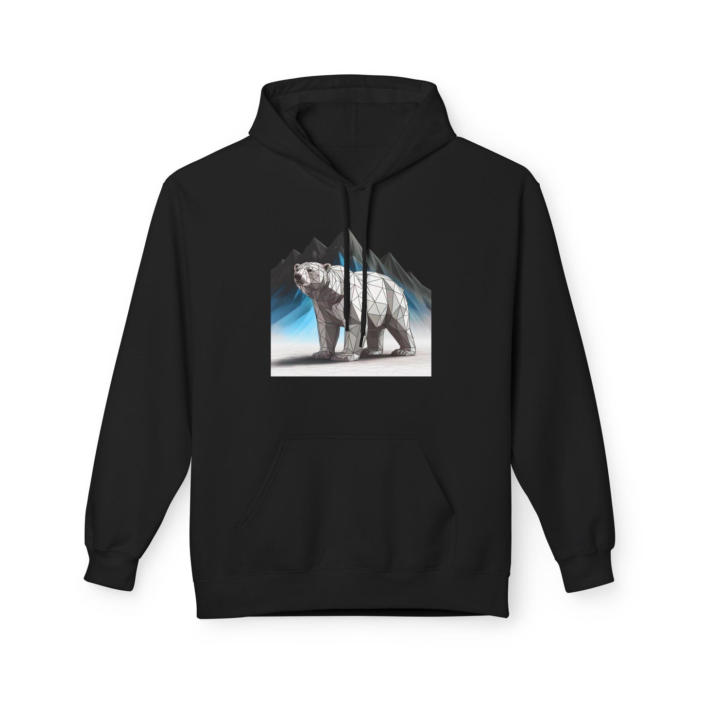 Geometric Polar Bear Fleece Hoodie - Cozy Outdoor Apparel, Unisex Gift, Nature Lover Hoodie, Winter Wardrobe Essential, Adventure Outfit