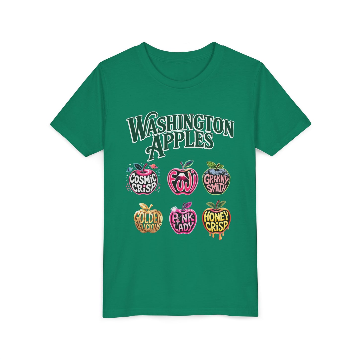 Washington Apples Youth Tee, Fun Fruit Shirt, Gift for Kids, Summer Wear, Apple Lover Apparel