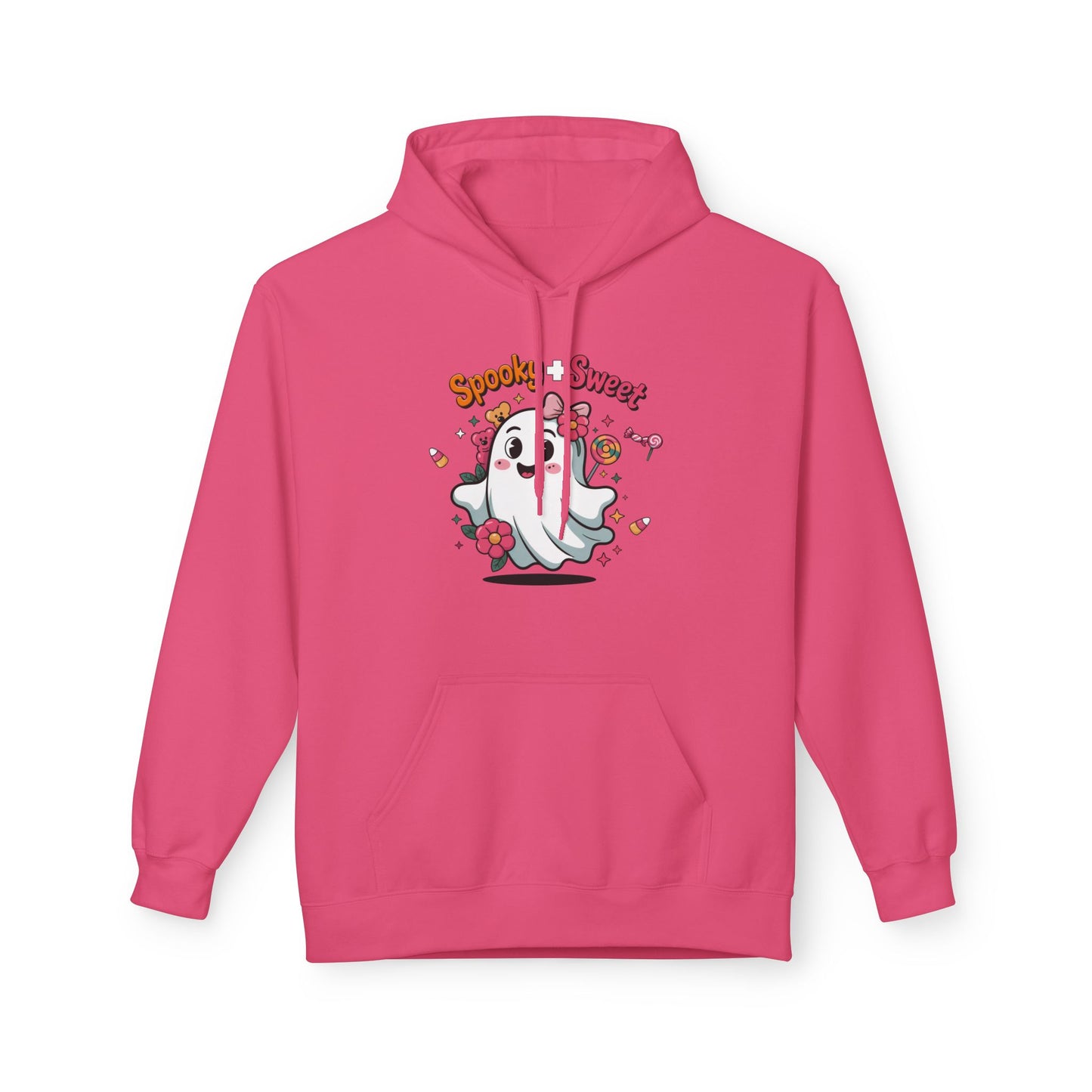 Spooky Sweet Ghost Hoodie - Perfect for Halloween, Unisex Fleece, Cozy Gift, Fall Fashion, Cute Casual Wear