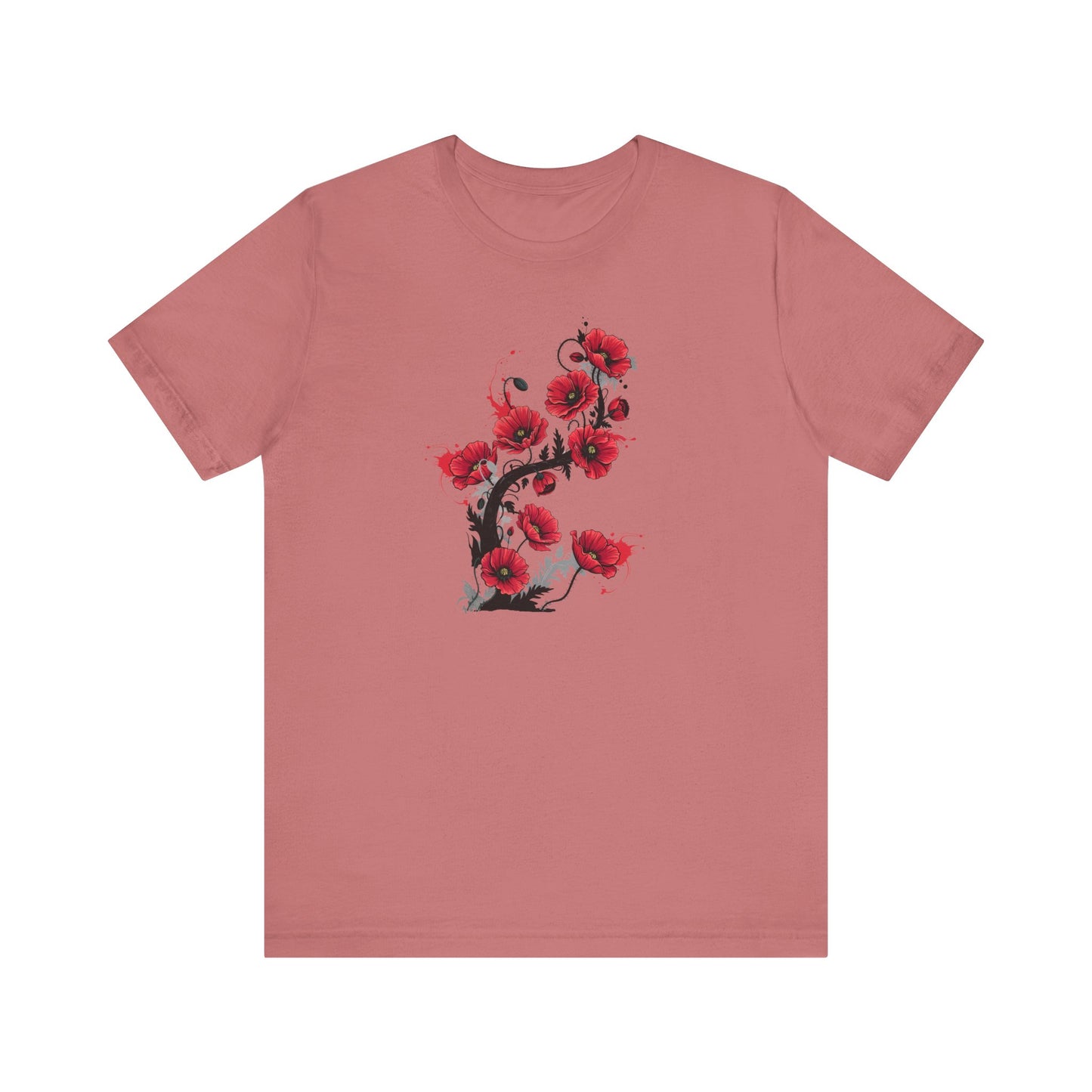Red Poppies Graphic Tee , Casual Wear, Gift for Plant Lovers, Birthday Gift, Festival Apparel