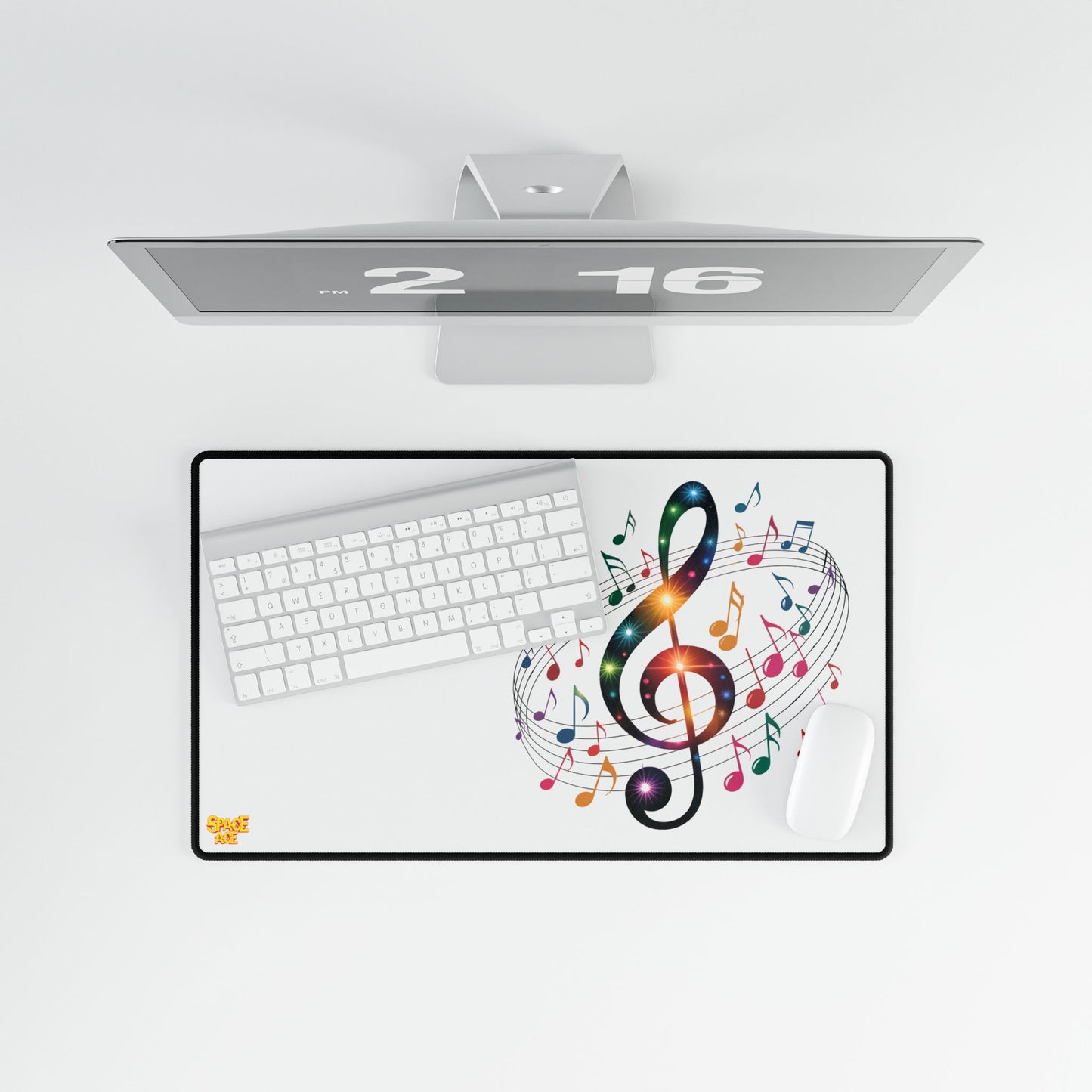 Music Notes Desk Mat Colorful Treble Clef Gaming Mouse Pad