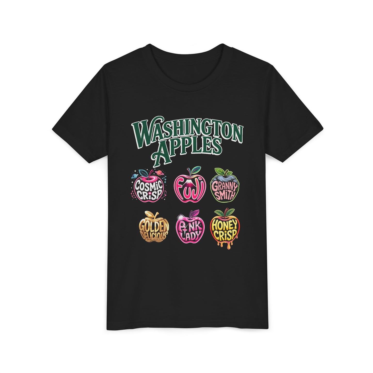 Washington Apples Youth Tee, Fun Fruit Shirt, Gift for Kids, Summer Wear, Apple Lover Apparel
