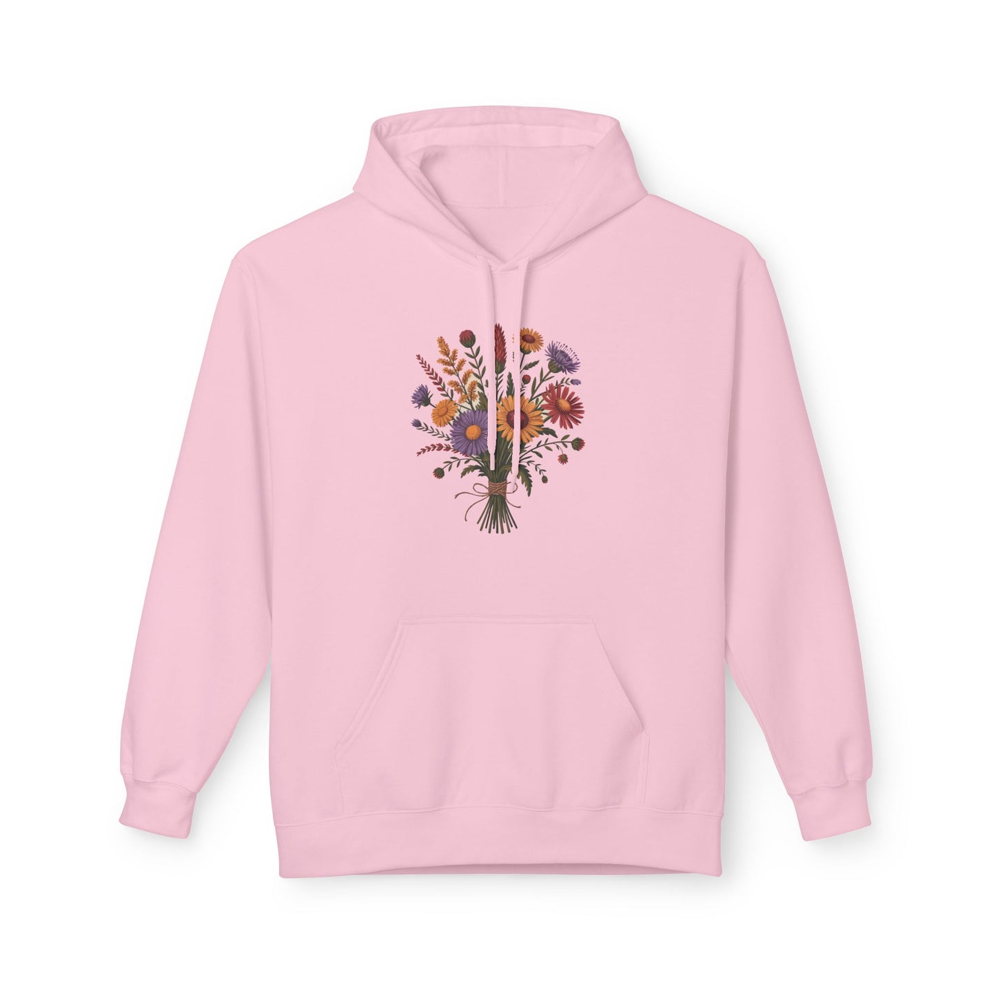 Floral Bouquet Fleece Hoodie, Comfortable Spring Hoodie, Cozy Unisex Sweatshirt, Gift for Her, Casual Wear, Nature Lover Apparel