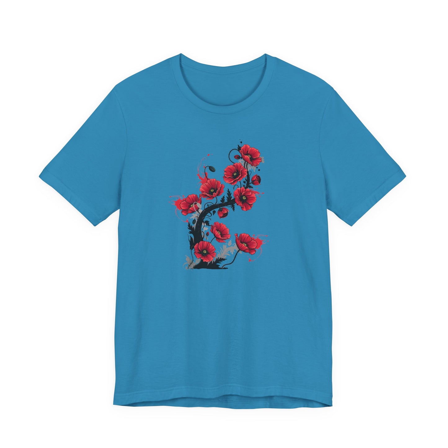 Red Poppies Graphic Tee , Casual Wear, Gift for Plant Lovers, Birthday Gift, Festival Apparel