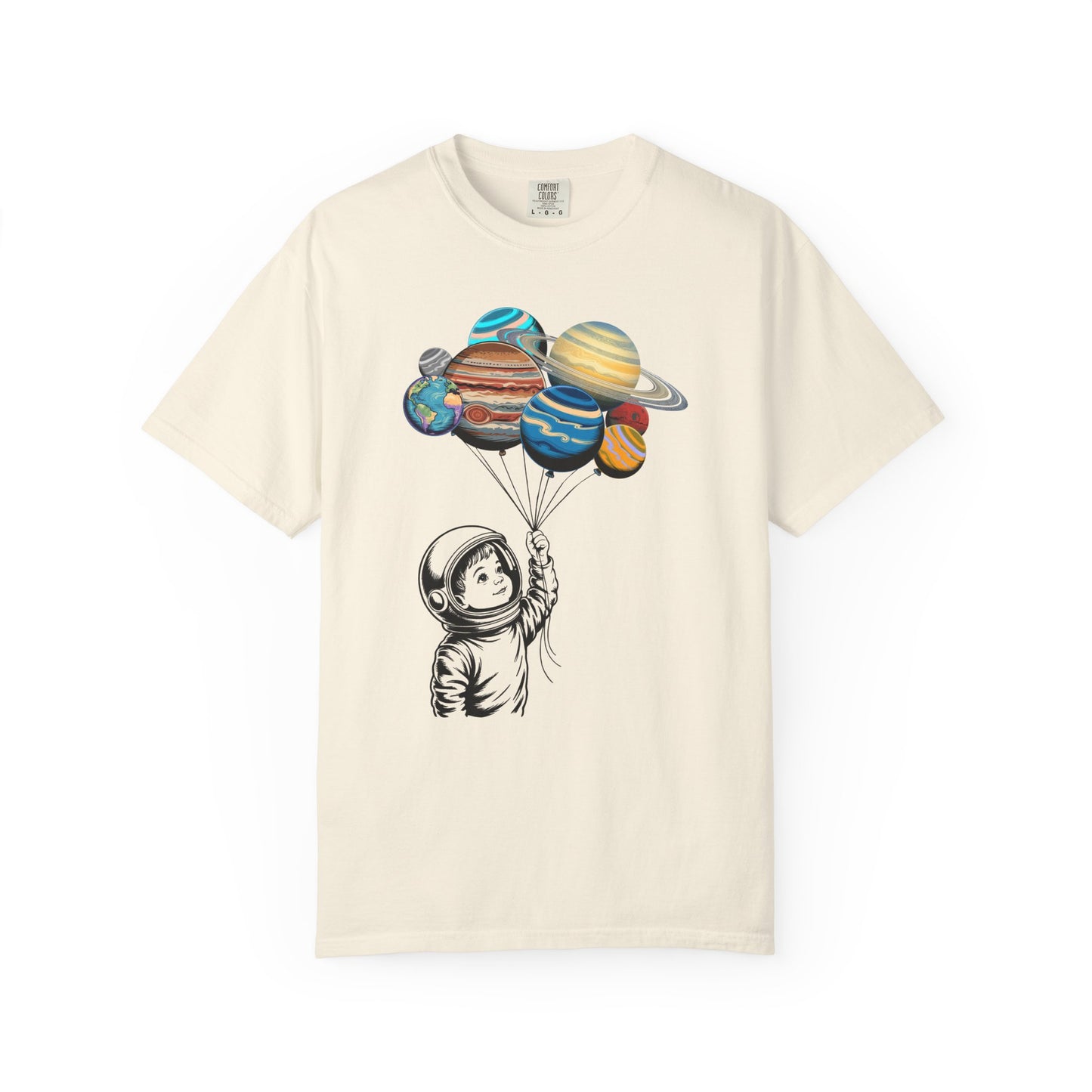 Space Balloon Unisex T-shirt, Astronaut Tee, Gift for Space Lovers, Fun Casual Style, Planetary Design, Space-Themed Apparel