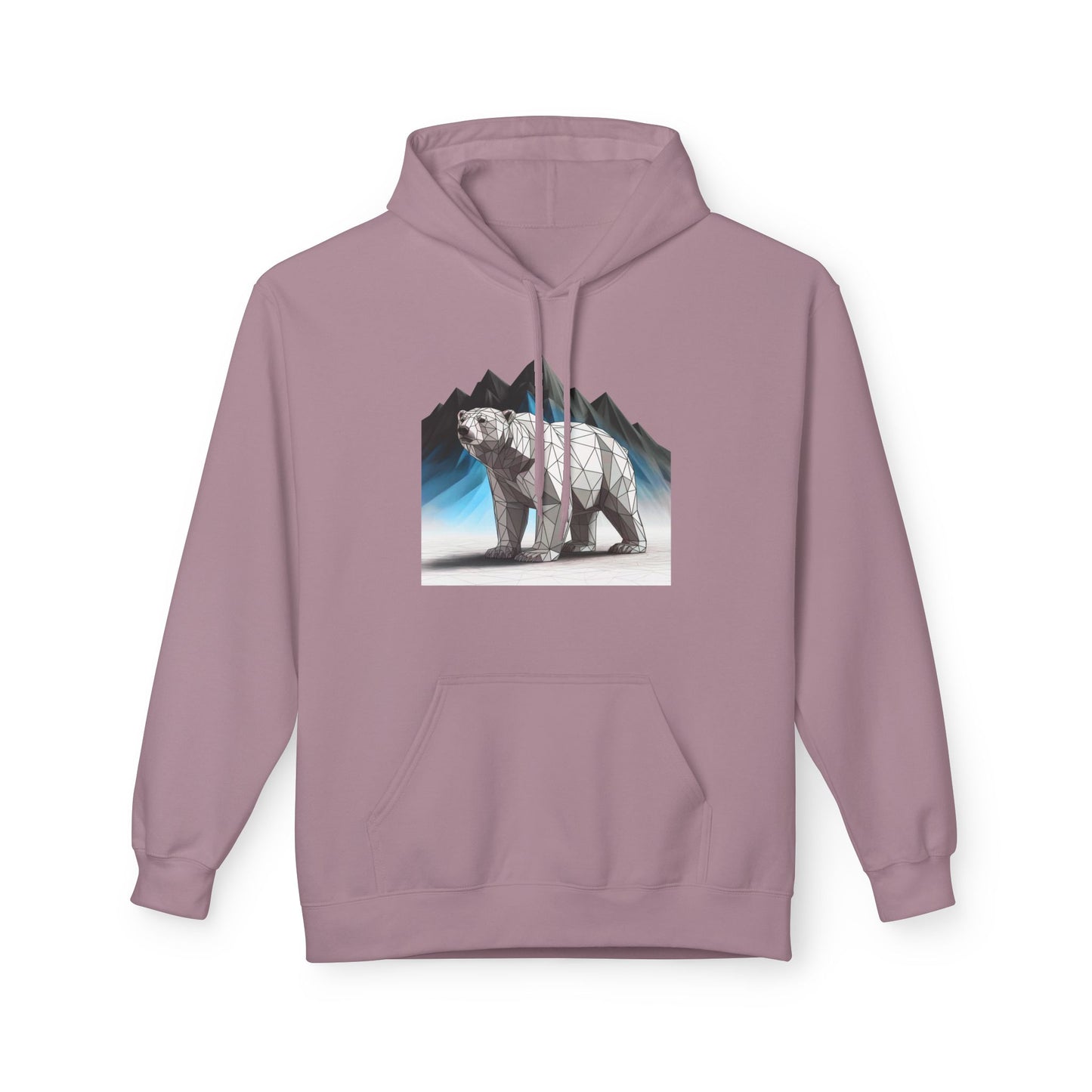 Geometric Polar Bear Fleece Hoodie - Cozy Outdoor Apparel, Unisex Gift, Nature Lover Hoodie, Winter Wardrobe Essential, Adventure Outfit