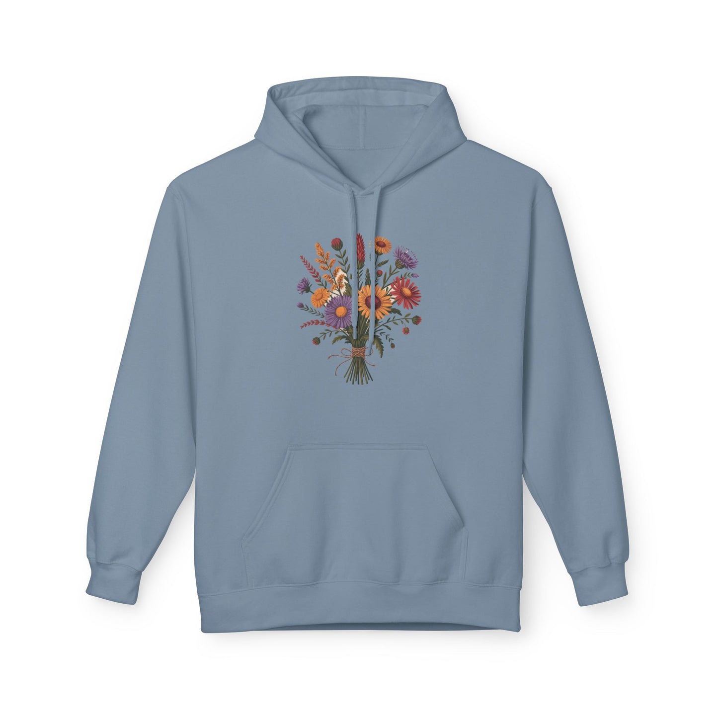 Floral Bouquet Fleece Hoodie, Comfortable Spring Hoodie, Cozy Unisex Sweatshirt, Gift for Her, Casual Wear, Nature Lover Apparel