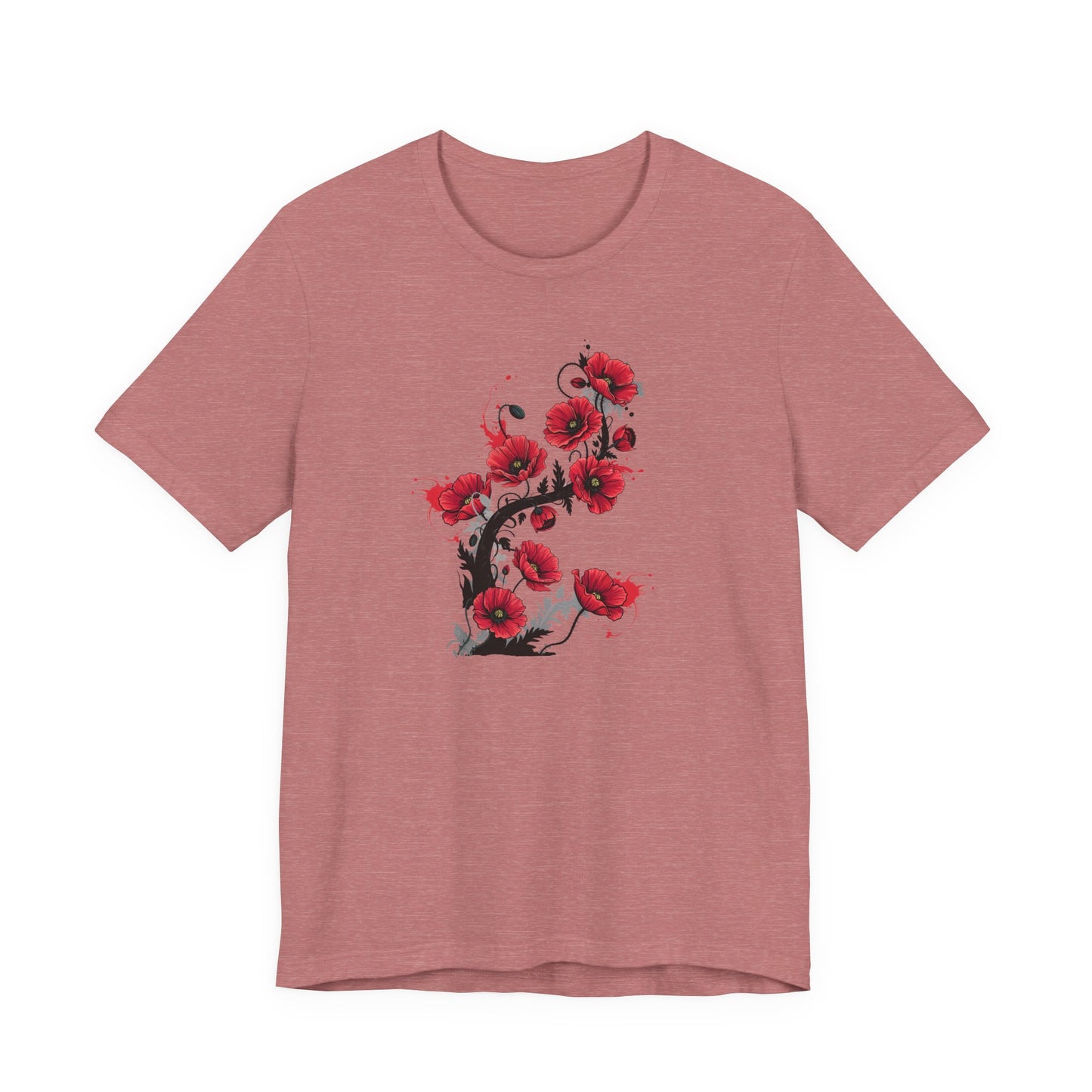 Red Poppies Graphic Tee , Casual Wear, Gift for Plant Lovers, Birthday Gift, Festival Apparel