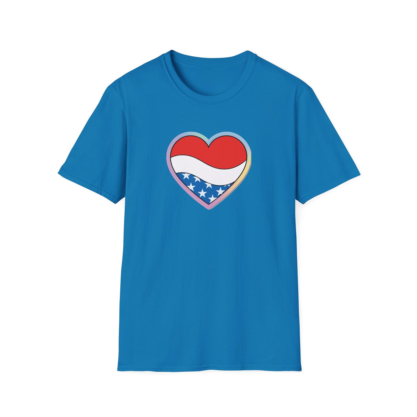 Patriotic Love Heart T-Shirt, Unisex Tee, Fourth of July Apparel, Casual Summer Shirt, Gift for Friends, Trendy Graphic Tee