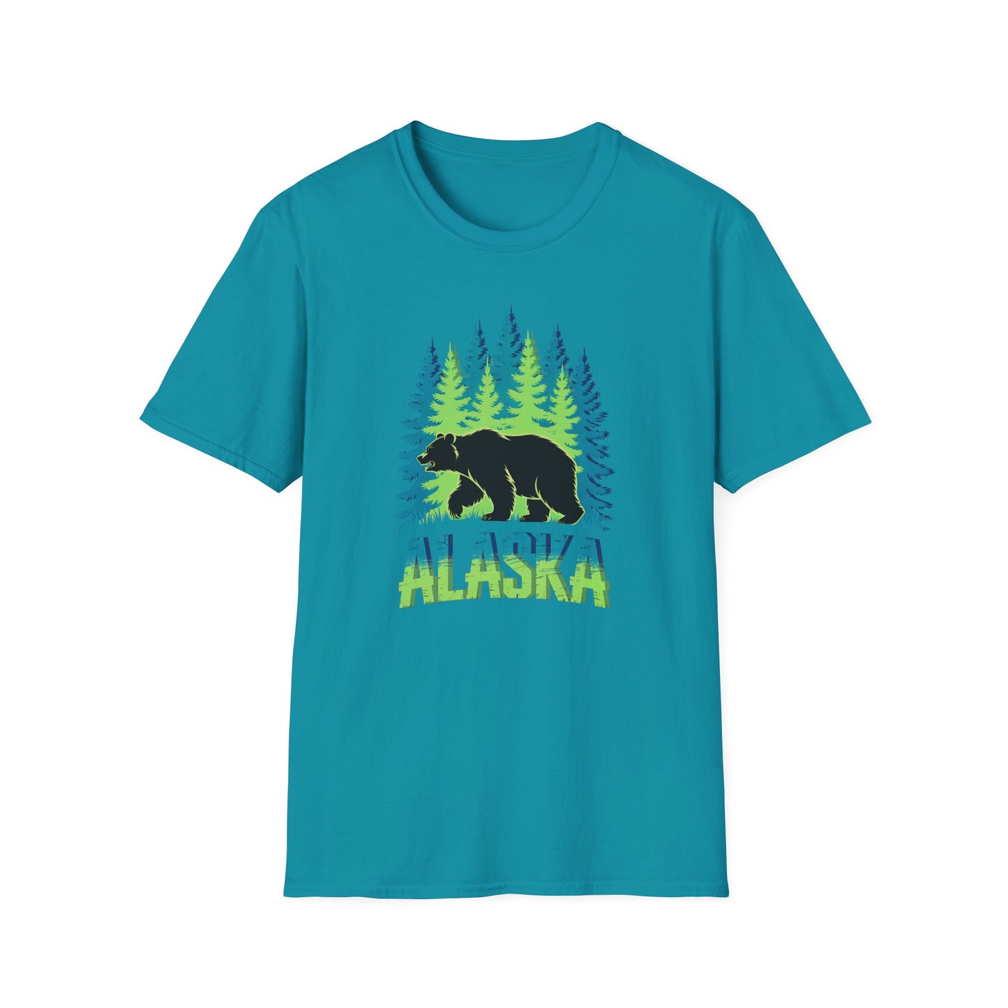 Alaska Bear T-Shirt, Nature Lover's Tee, Unisex Softstyle Shirt for Outdoor Adventures, Gift for Hikers, Wildlife Enthusiasts