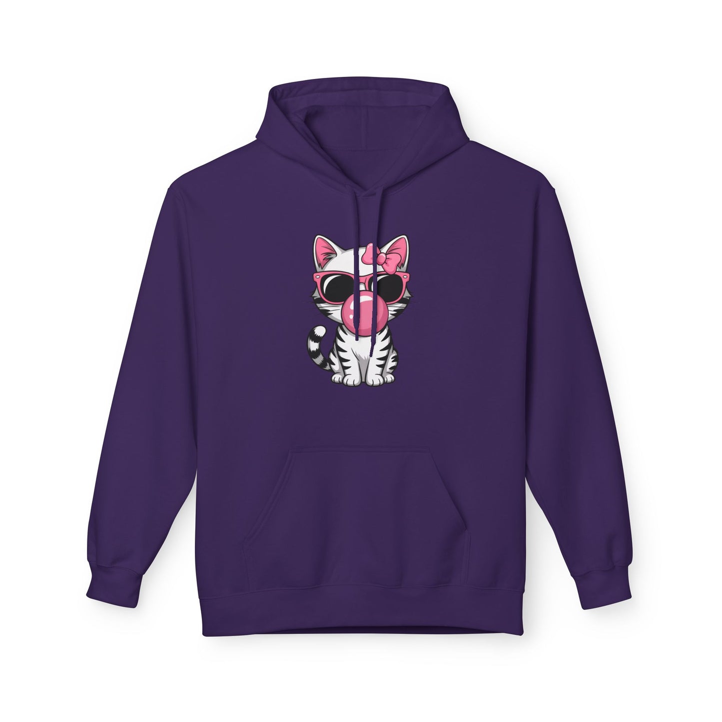 Bubble Gum Girl Kitty Hoodie, Cat Lovers Hoodie, Fun Fleece Sweater, Birthday Gift, Animal Lover Apparel