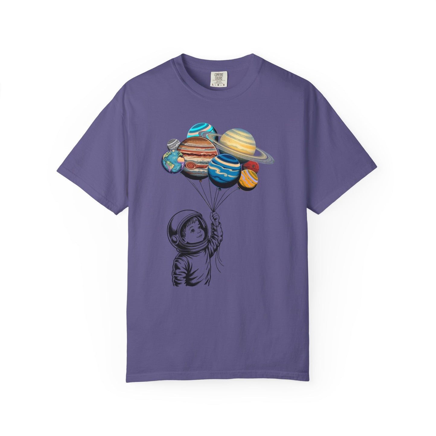 Space Balloon Unisex T-shirt, Astronaut Tee, Gift for Space Lovers, Fun Casual Style, Planetary Design, Space-Themed Apparel