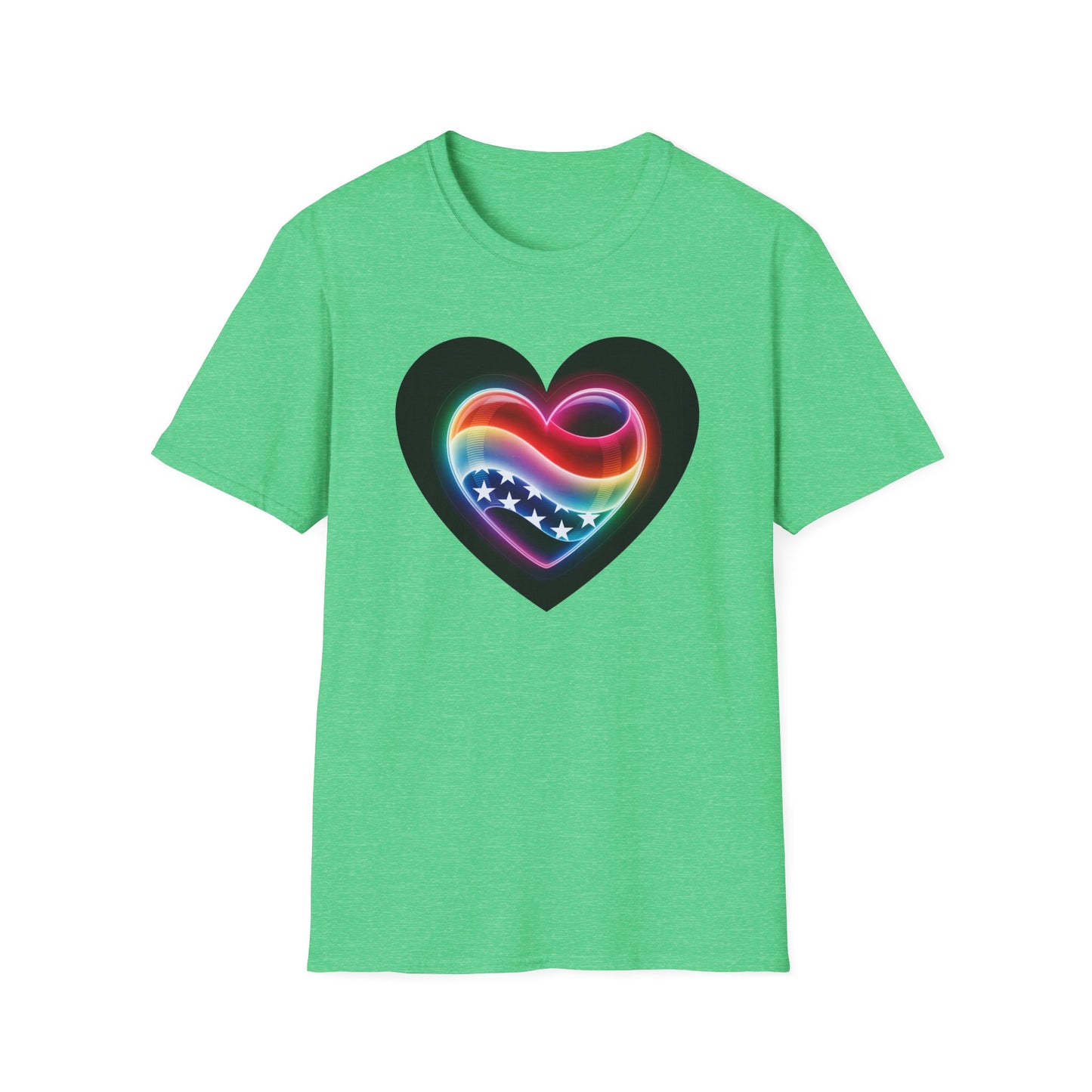 American Flag Heart Tee - Softstyle T-Shirt