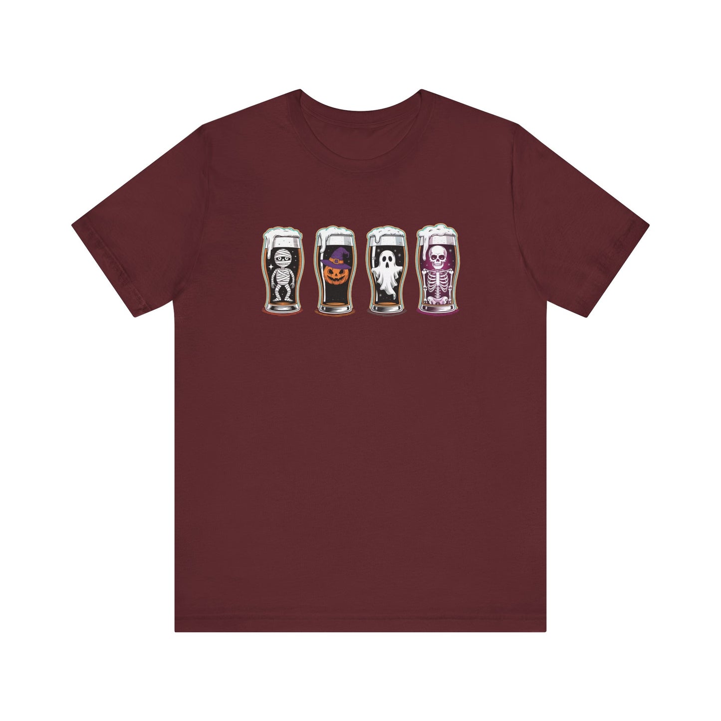 Spooky Beer Sampler Tee, Halloween Shirt, Unisex Halloween Tops, Graphic T-Shirt for Fall, Cute Ghost Shirt