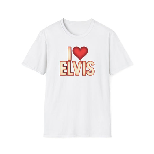 I Love Elvis Unisex T-Shirt - Retro Music Lover Tee, Gifts for Elvis Fans, Vintage Style Shirt, Rock and Roll Apparel