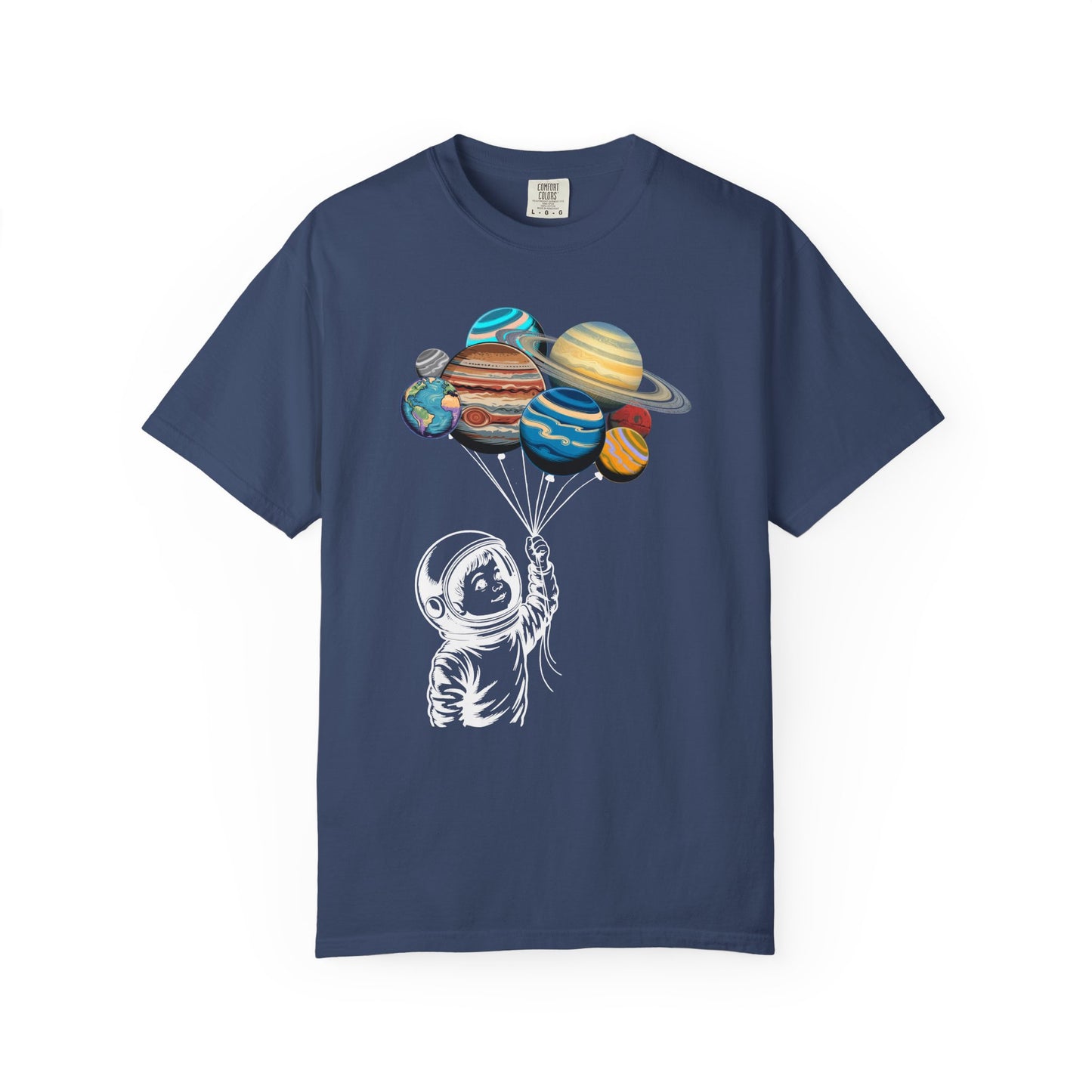 Space Balloon Unisex T-shirt, Astronaut Tee, Gift for Space Lovers, Fun Casual Style, Planetary Design, Space-Themed Apparel