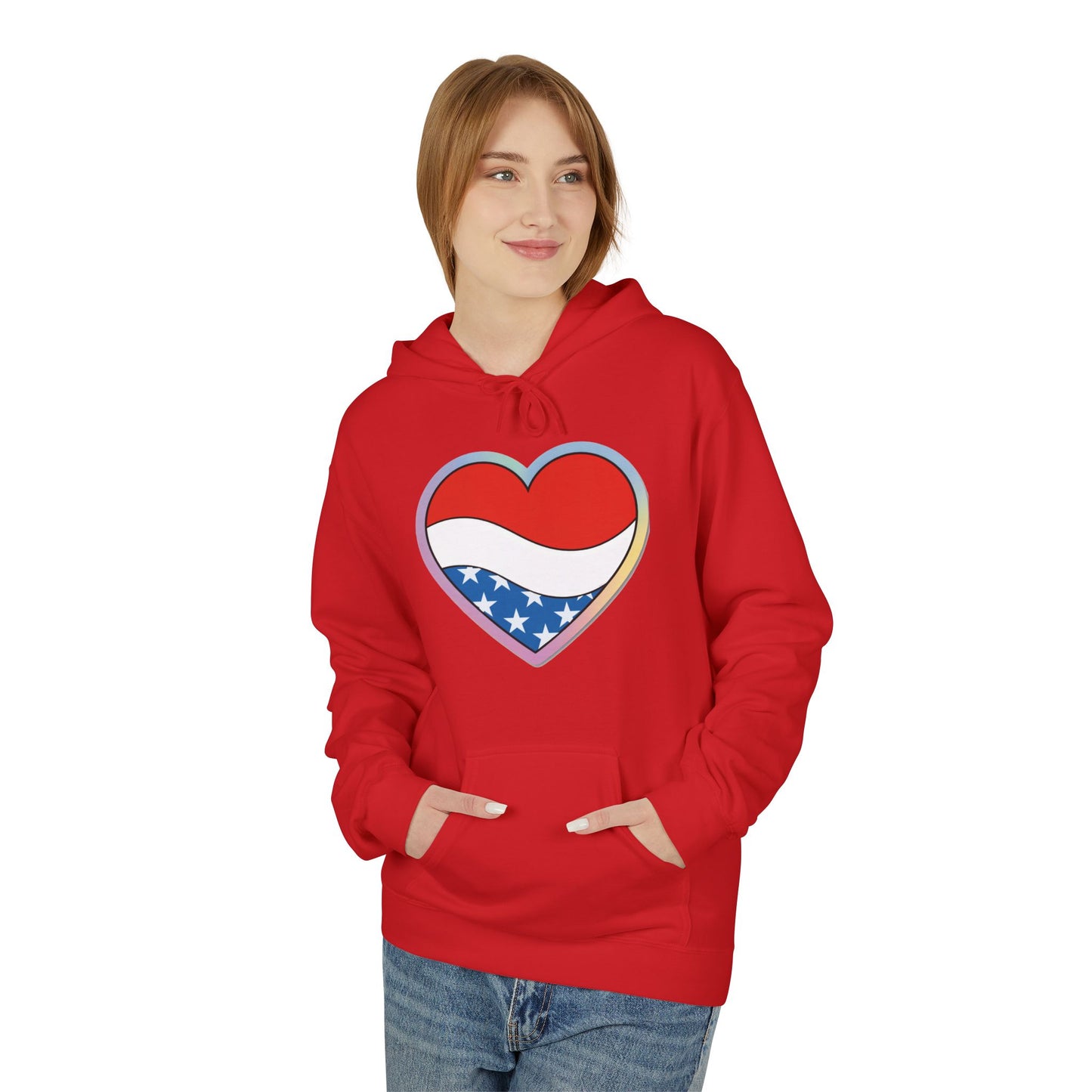 Heart Flag Hoodie — Patriotic & Rainbow Heart Pullover