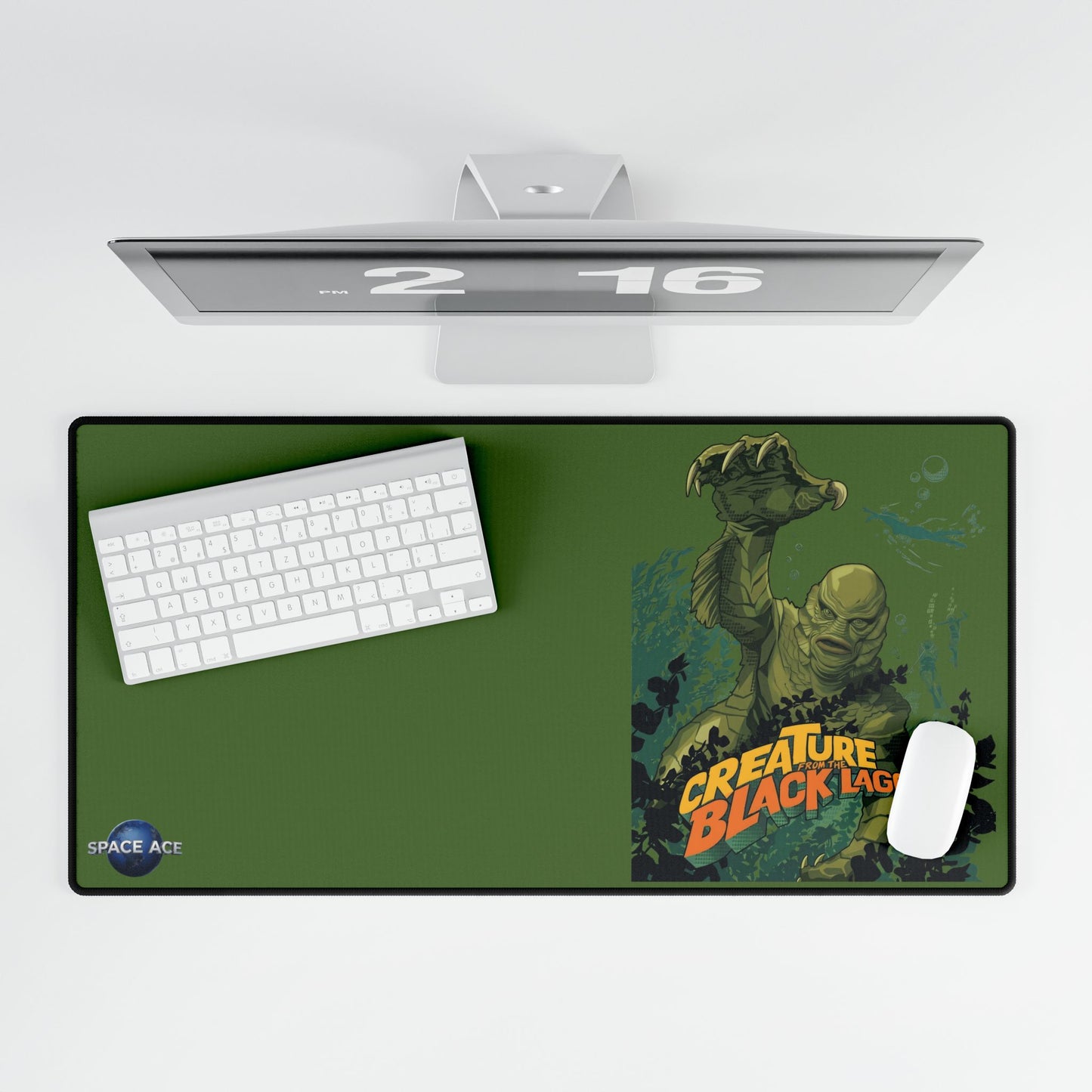 Creature Feature Gaming Desk Mat — Vintage Swamp Monster Mousepad