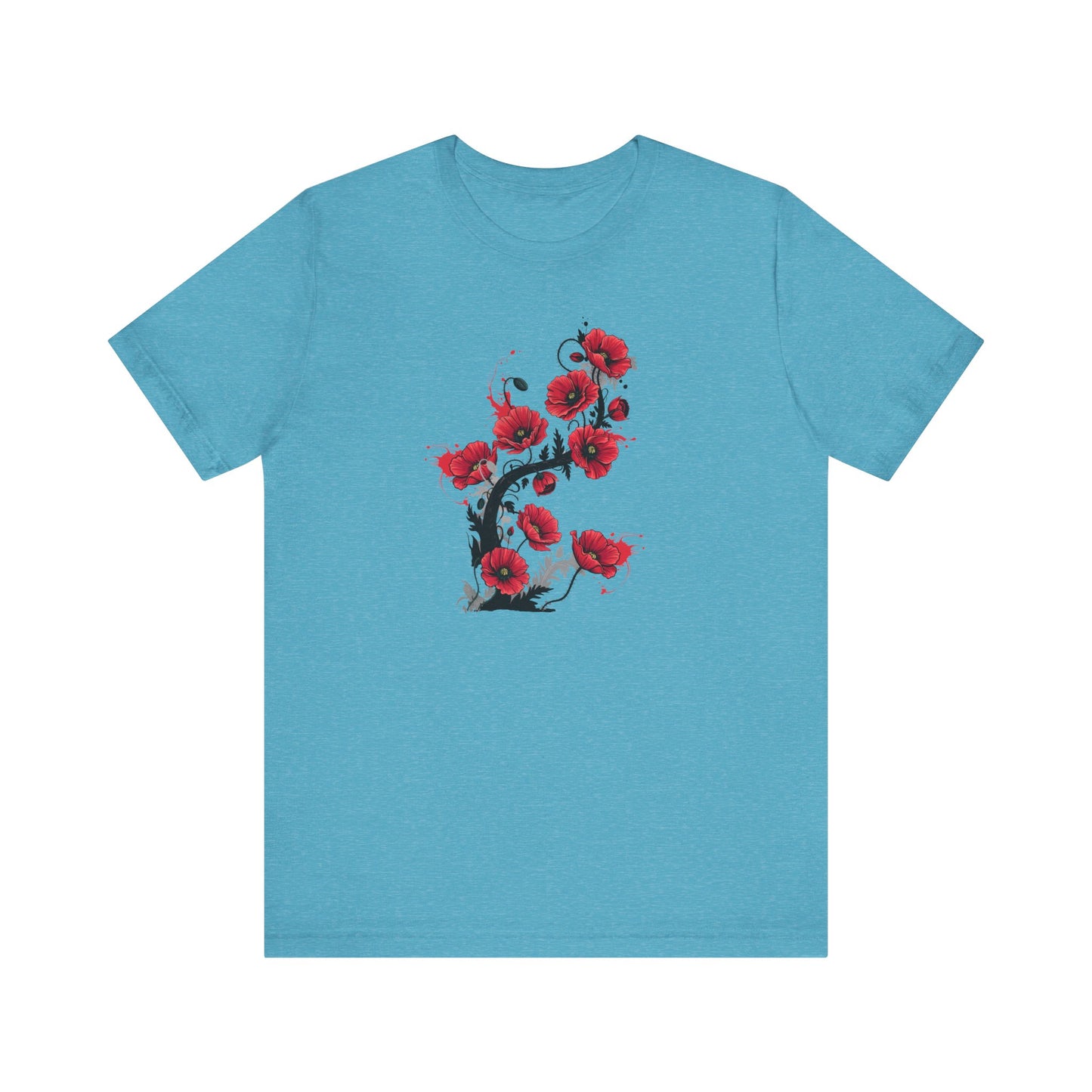 Red Poppies Graphic Tee , Casual Wear, Gift for Plant Lovers, Birthday Gift, Festival Apparel
