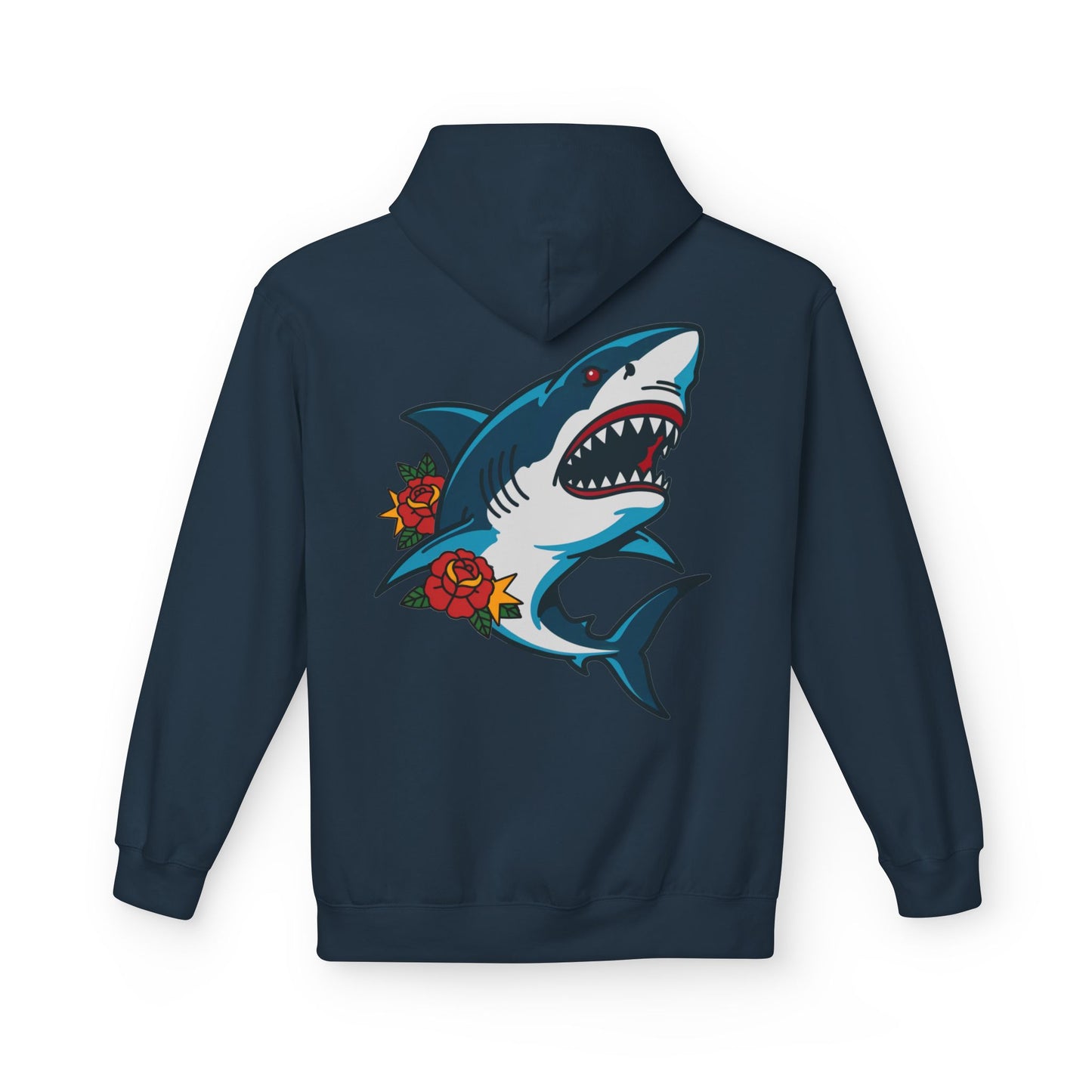 Shark Tattoo Hoodie — Vintage Floral Great White Sweatshirt