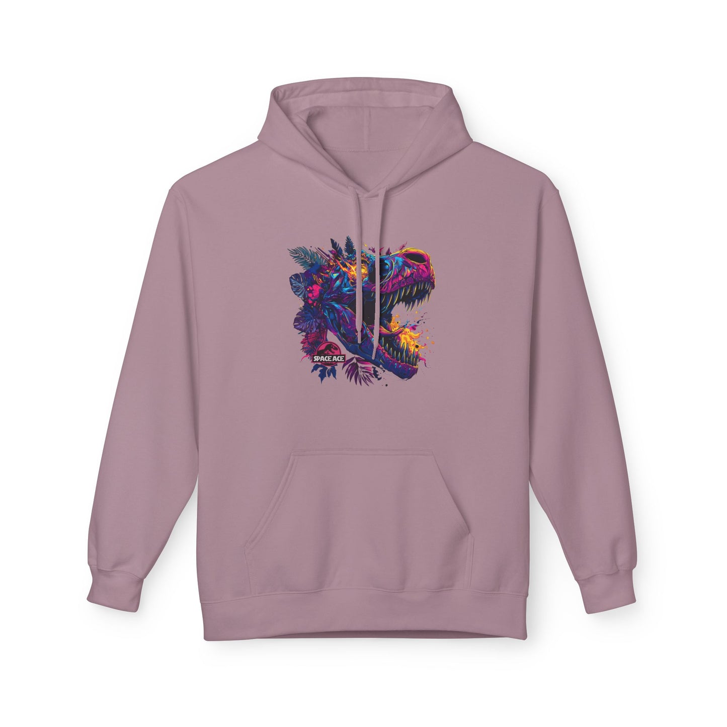 T-Rex Neon Jungle Hoodie — Colorful Dinosaur Graphic Pullover