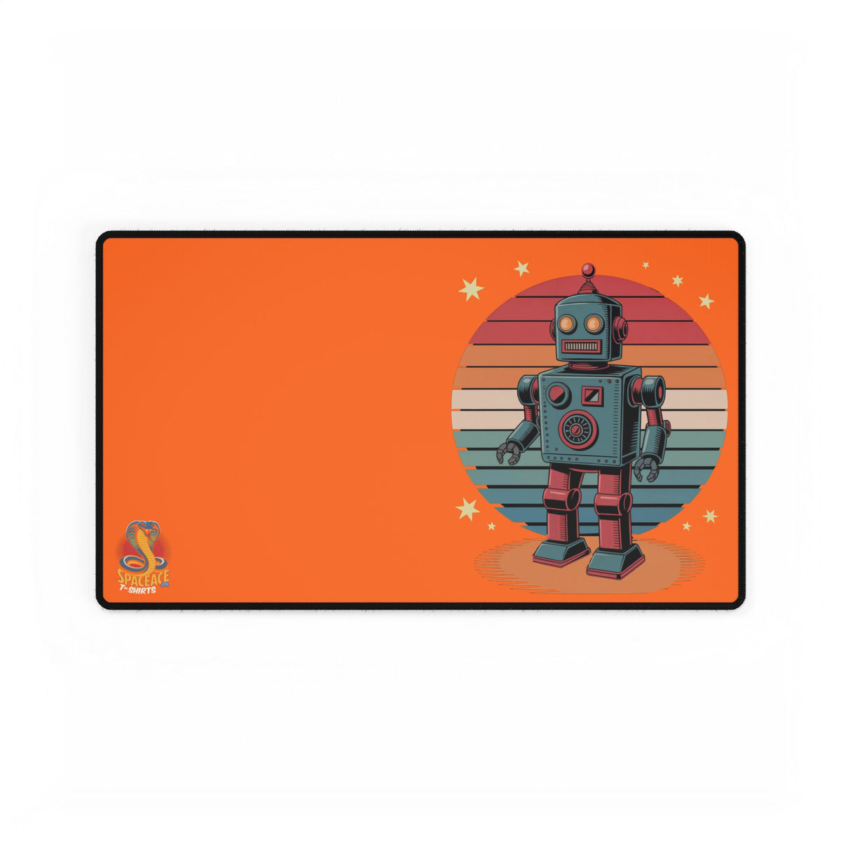 Retro Robot Desk Mat - Orange Gaming Desk Pad