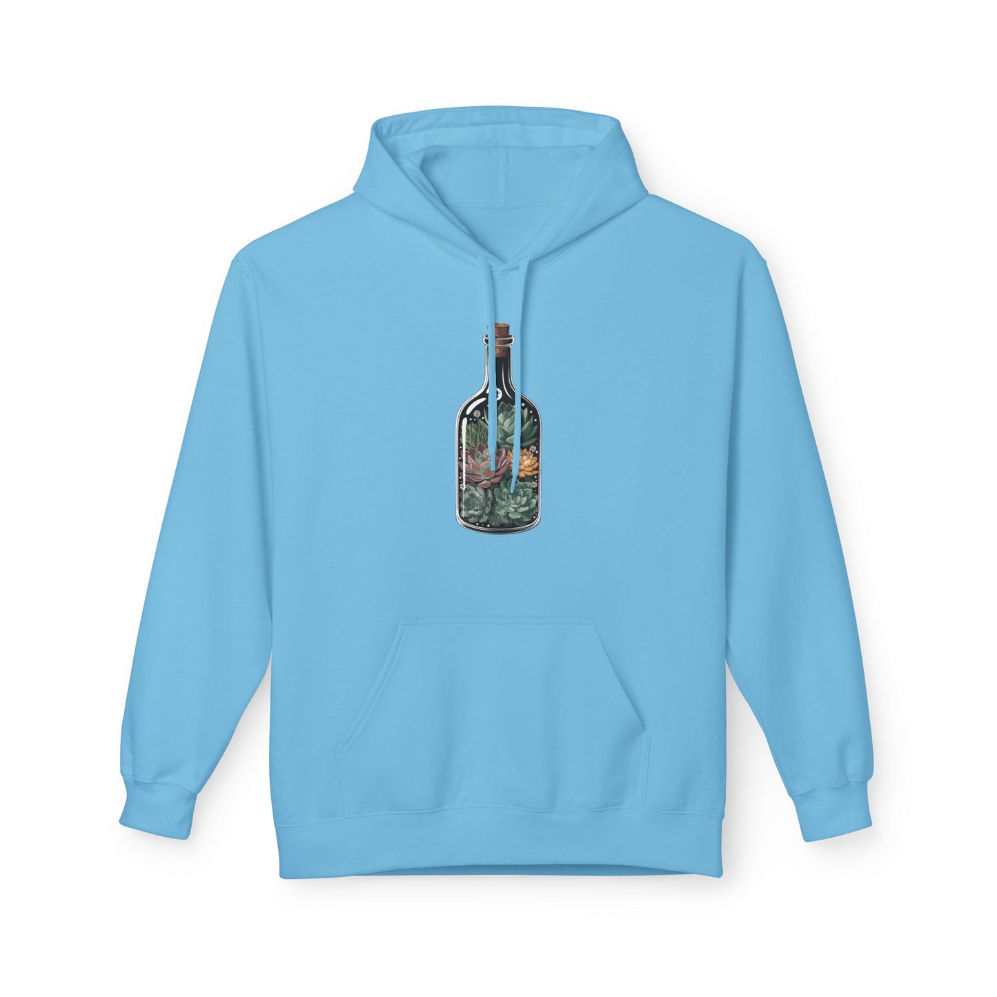 Succulent Bottle Hoodie, Cozy Gift for Outdoorsy Friends, Travel, Adventure, Casual Wear, Eco-Friendly Style