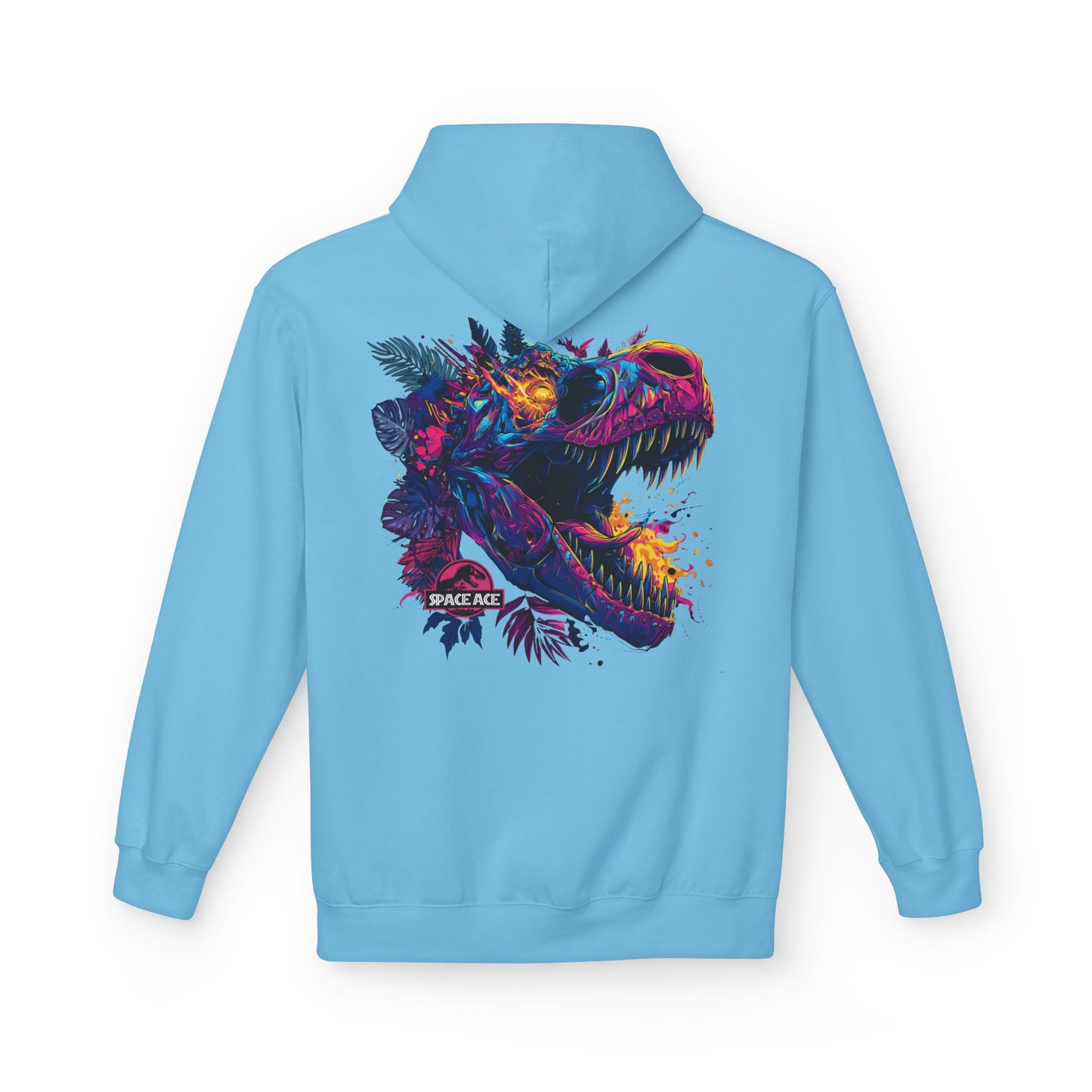 T-Rex Neon Jungle Hoodie — Colorful Dinosaur Graphic Pullover