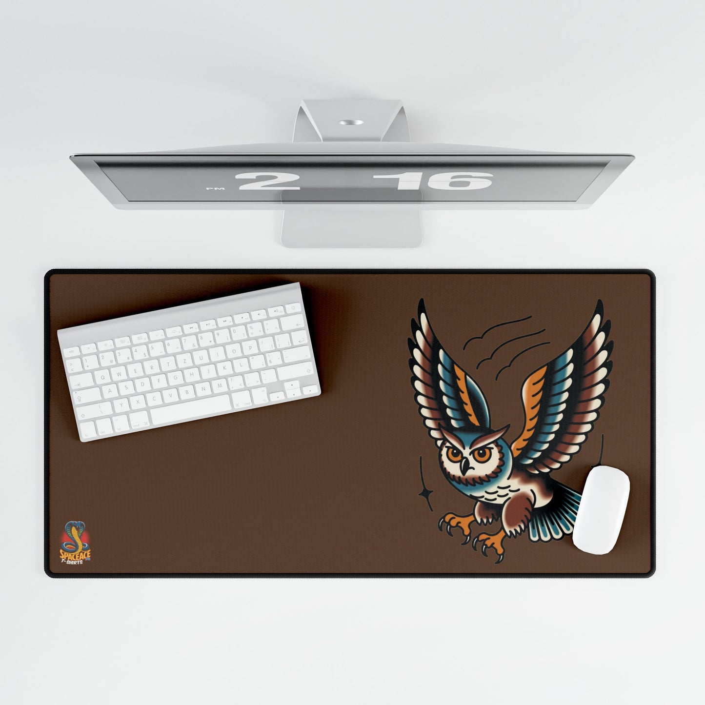 American Traditional Owl Brown Desk Mat Gaming Mouse Pad