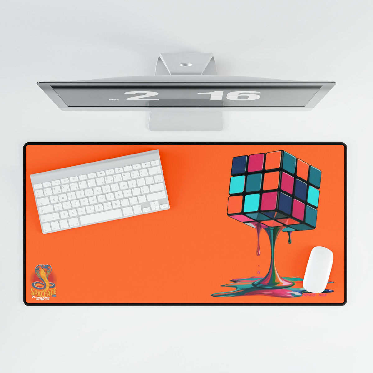 Melting Rubik Cube Desk Mat - Orange Gaming Desk Pad