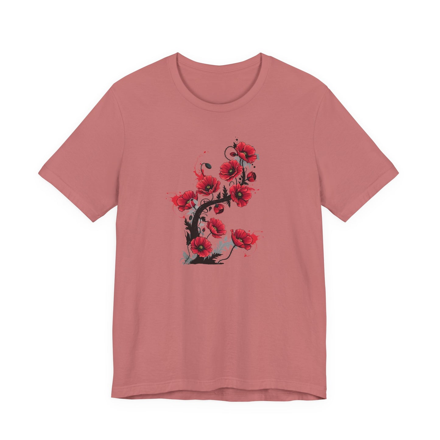 Red Poppies Graphic Tee , Casual Wear, Gift for Plant Lovers, Birthday Gift, Festival Apparel