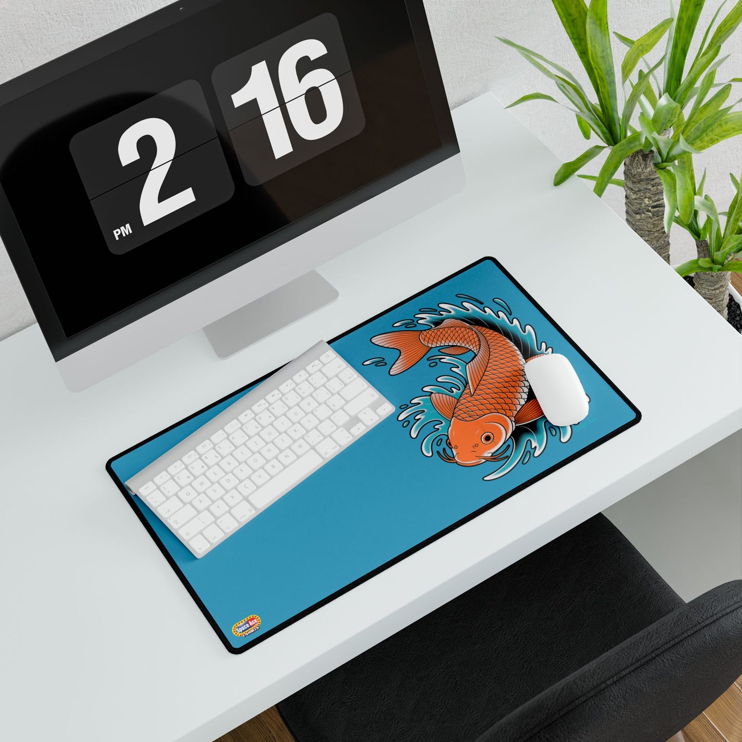 Koi Wave Desk Mat Blue Gaming Mouse Pad